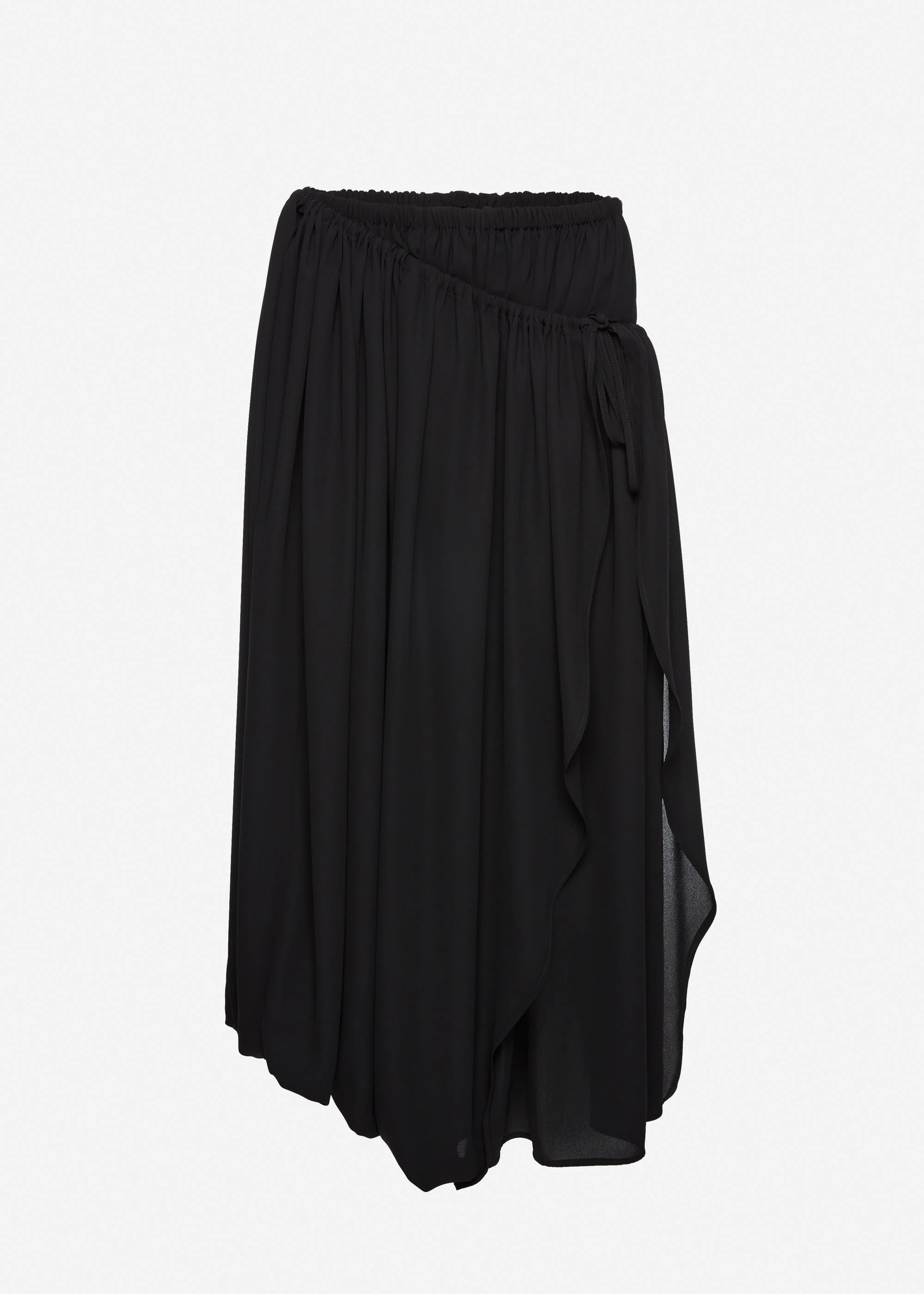 Wrap-detail midi skirt with tie fastening in black - 1