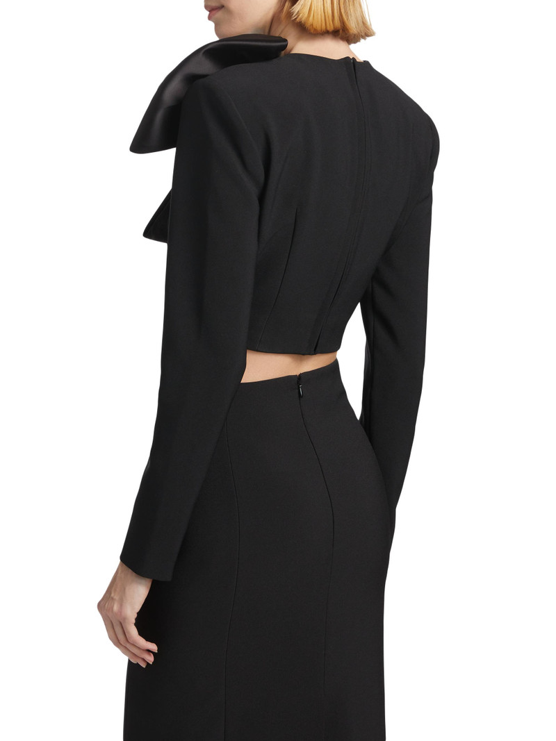 Women's Arlet Bow Long-Sleeve Crop Top - Black 5