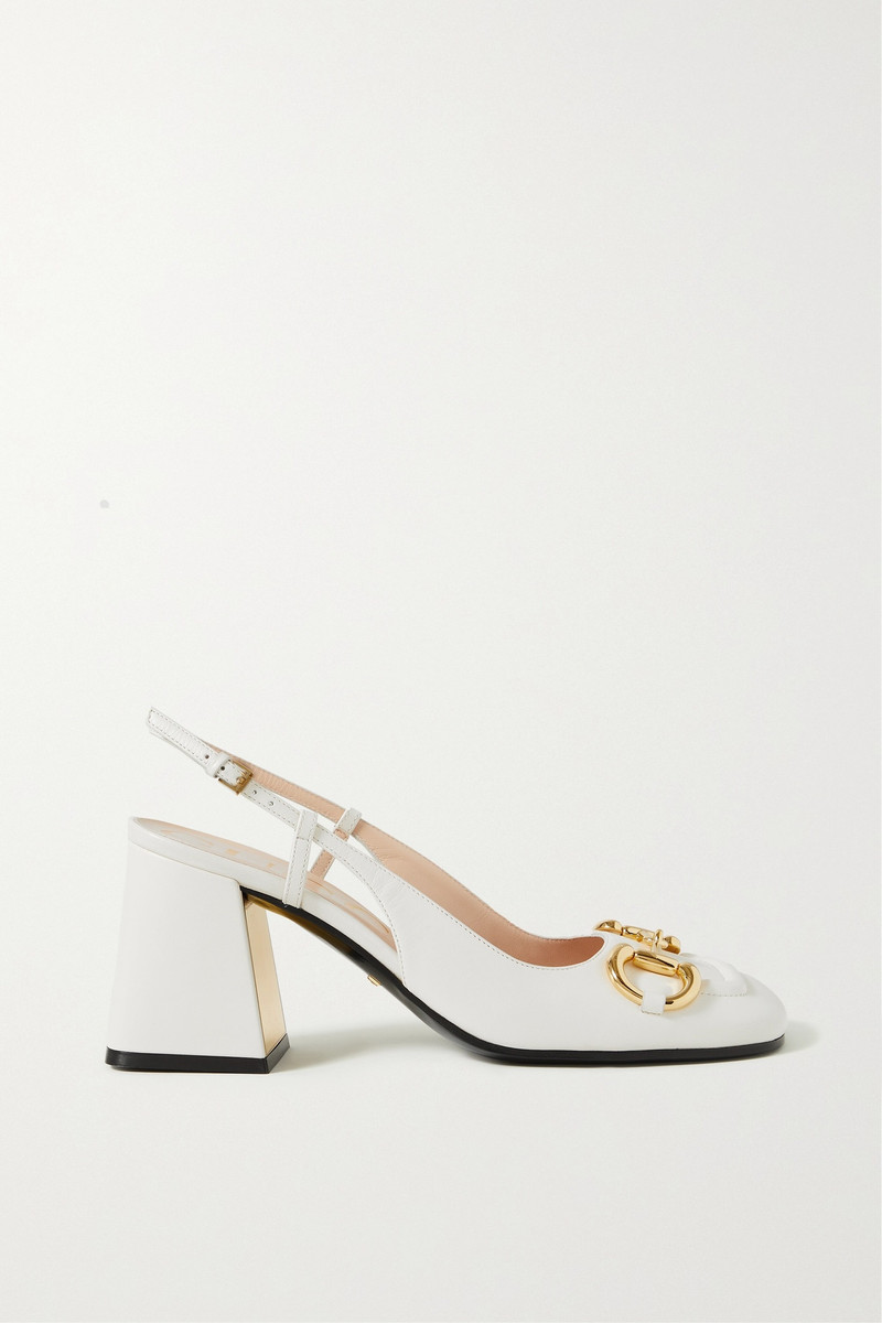 Baby horsebit-detailed leather slingback pumps - 1