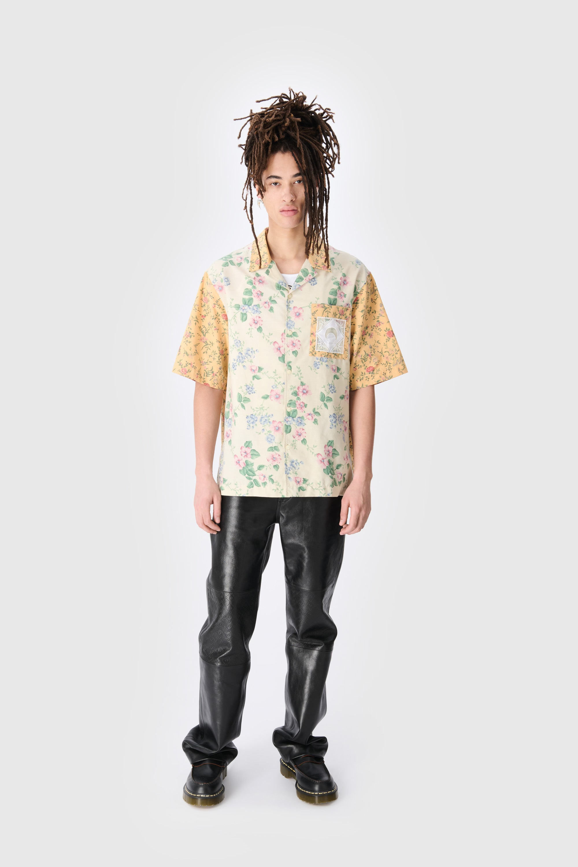Upcycled Floral Linen Bowling Shirt - 3