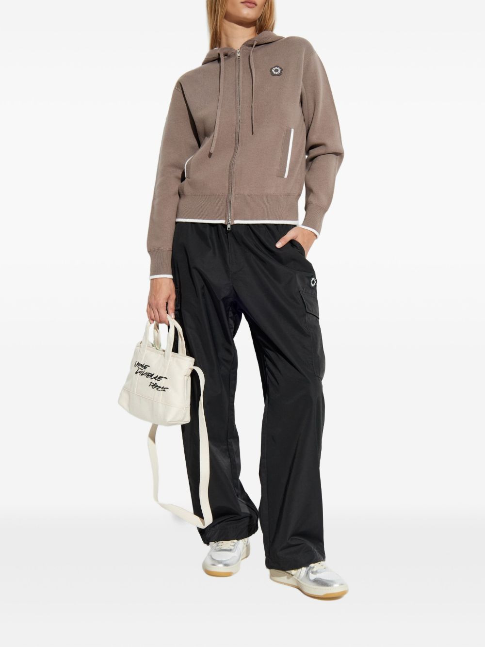 flower-logo zip-up hoodie - 2