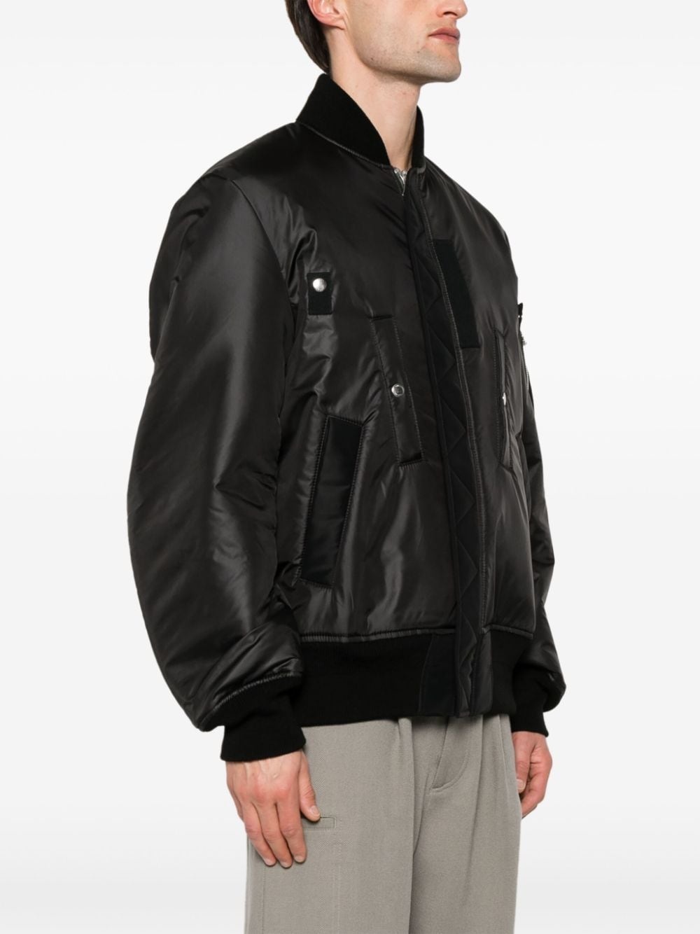 ribbed-trim padded jacket - 3