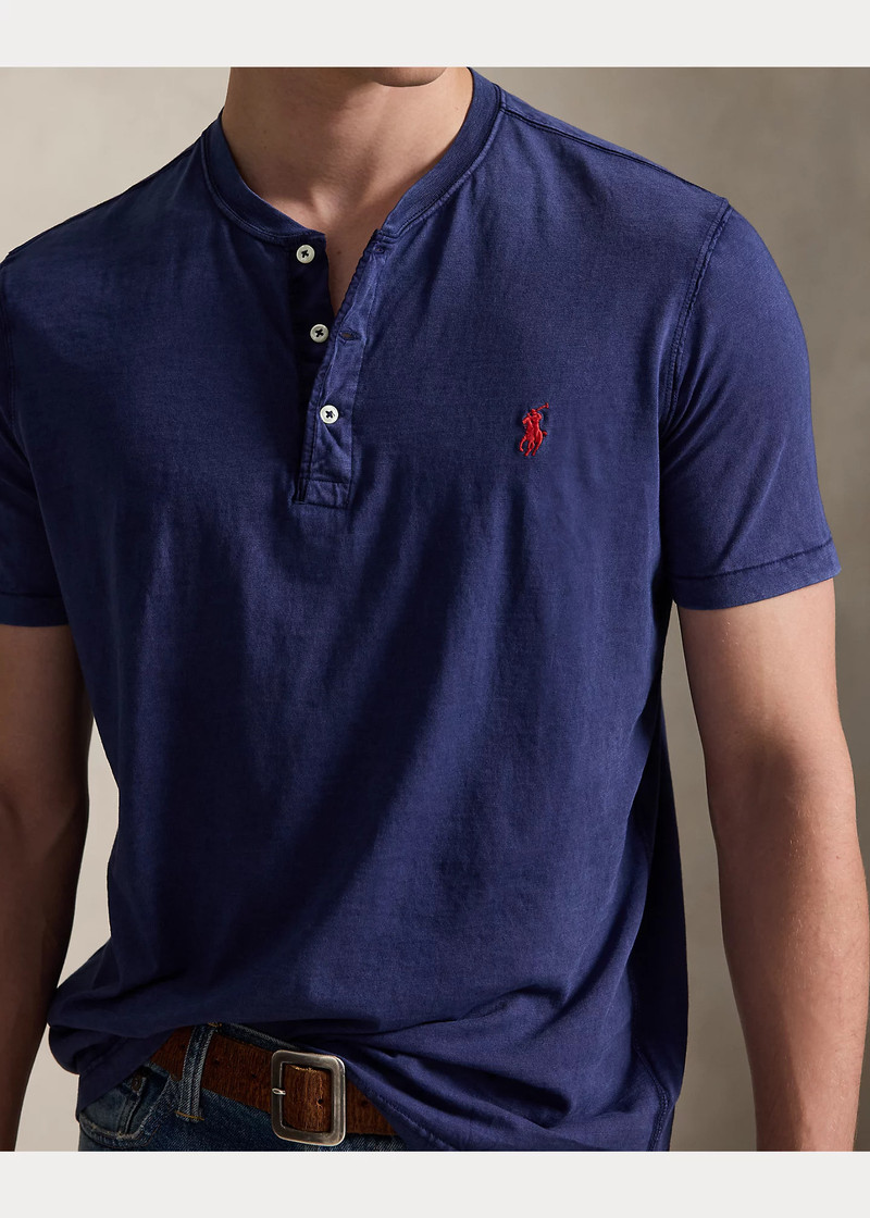 Slub Jersey Short-Sleeve Henley Shirt 5