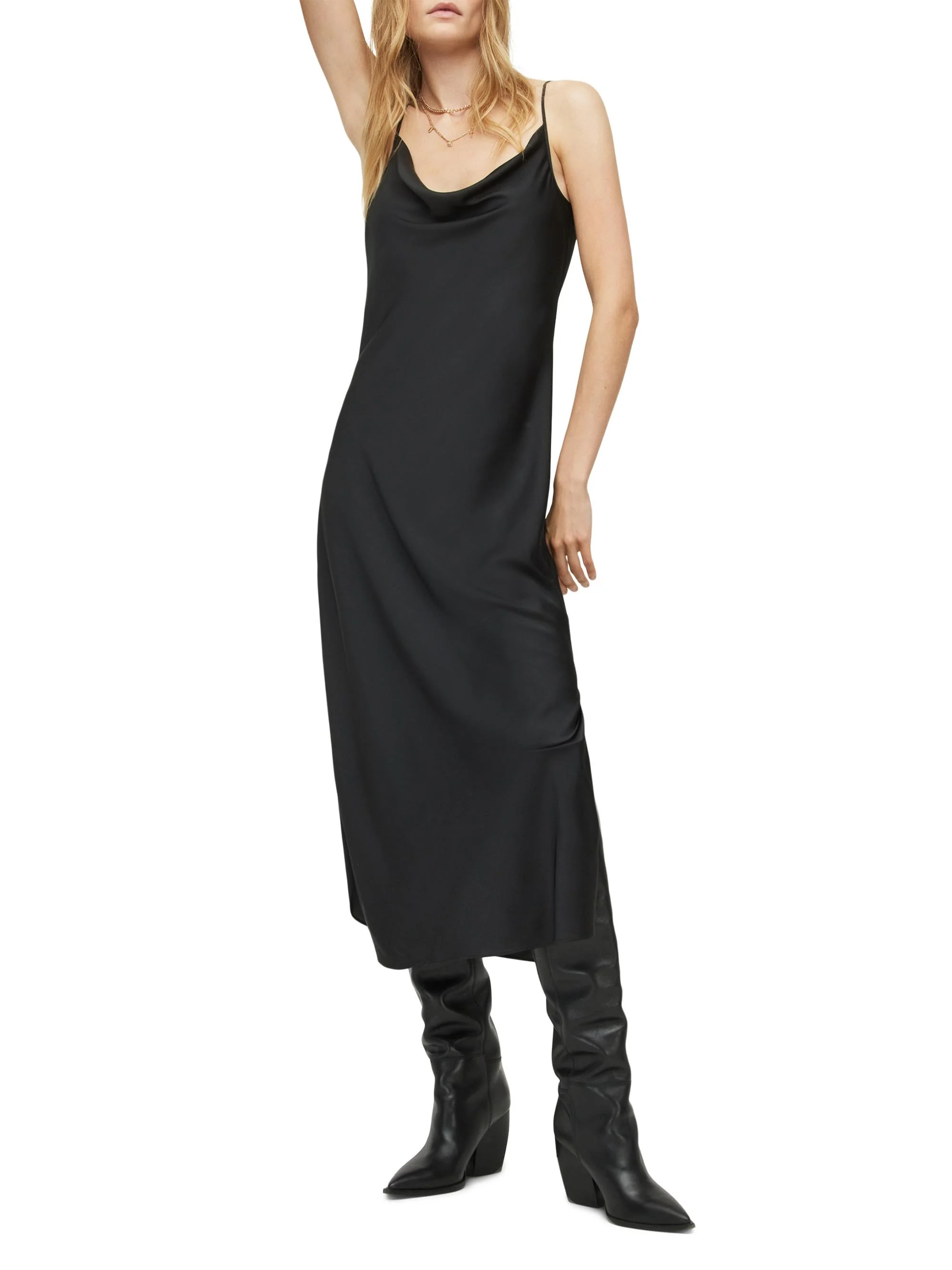 Women's Hadley Satin Slipdress - Black - 1