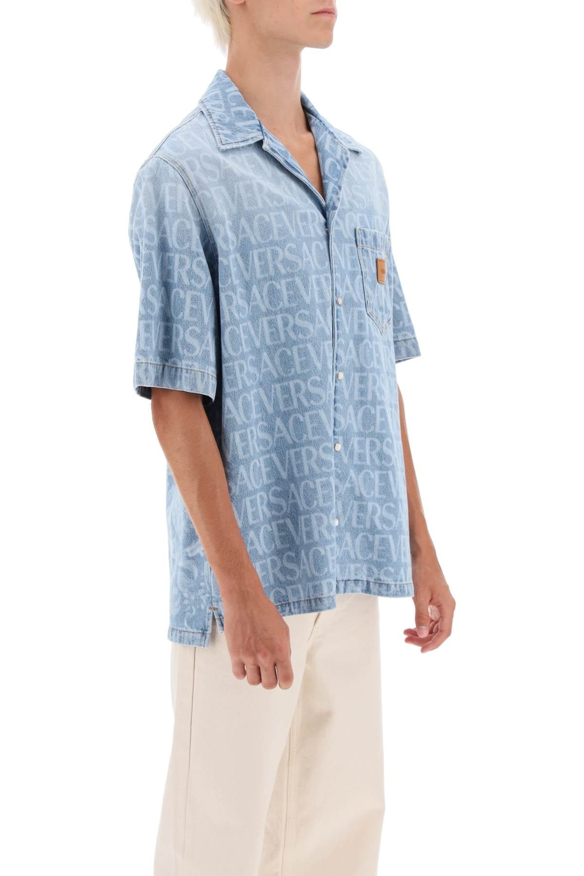 Versace Americana Fit Short Sleeve Denim Shirt Men - 2