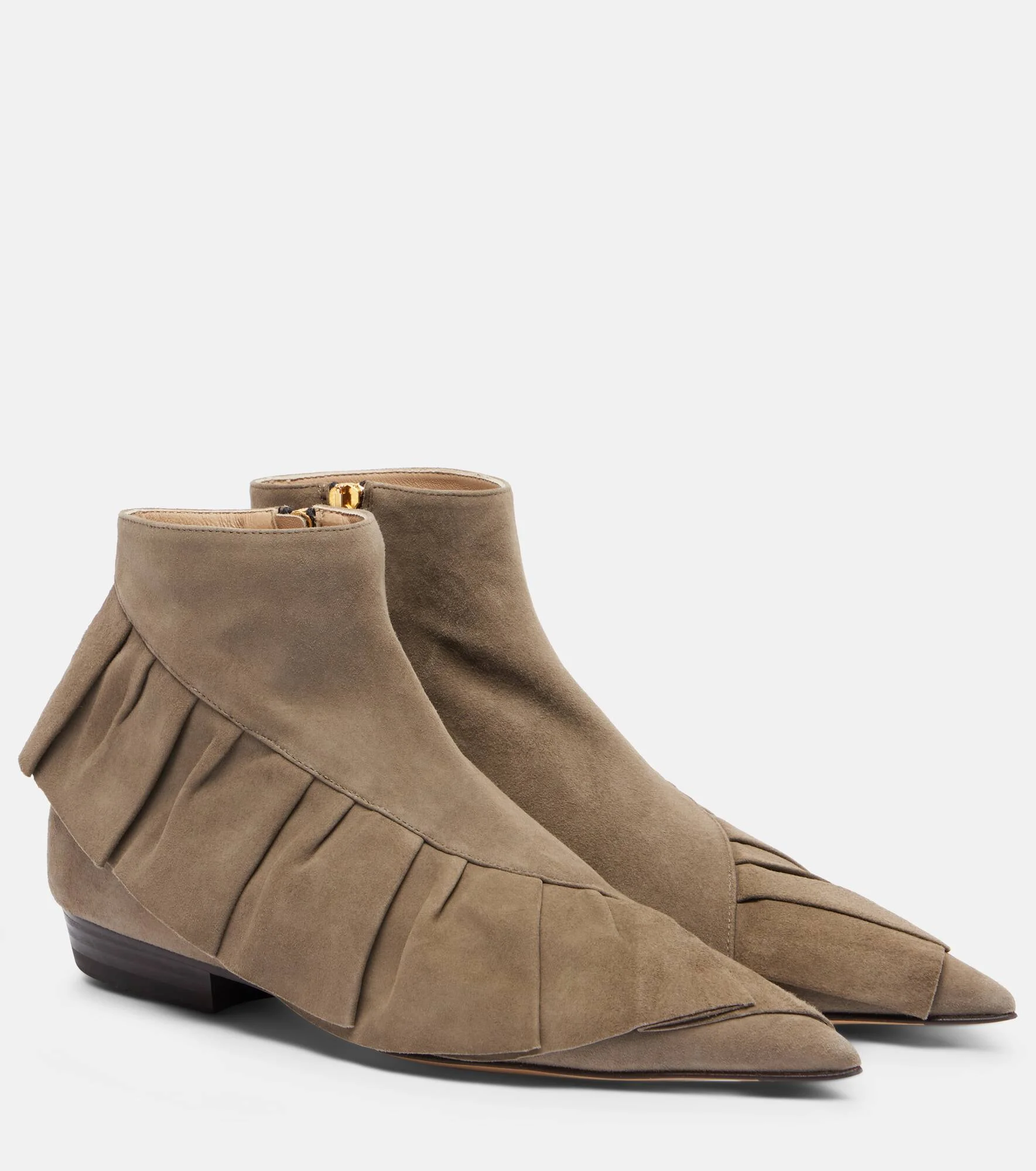 Ruffled suede ankle boots - 1
