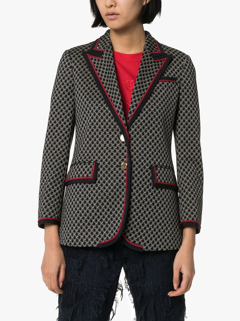 Geometric G pattern blazer - 3