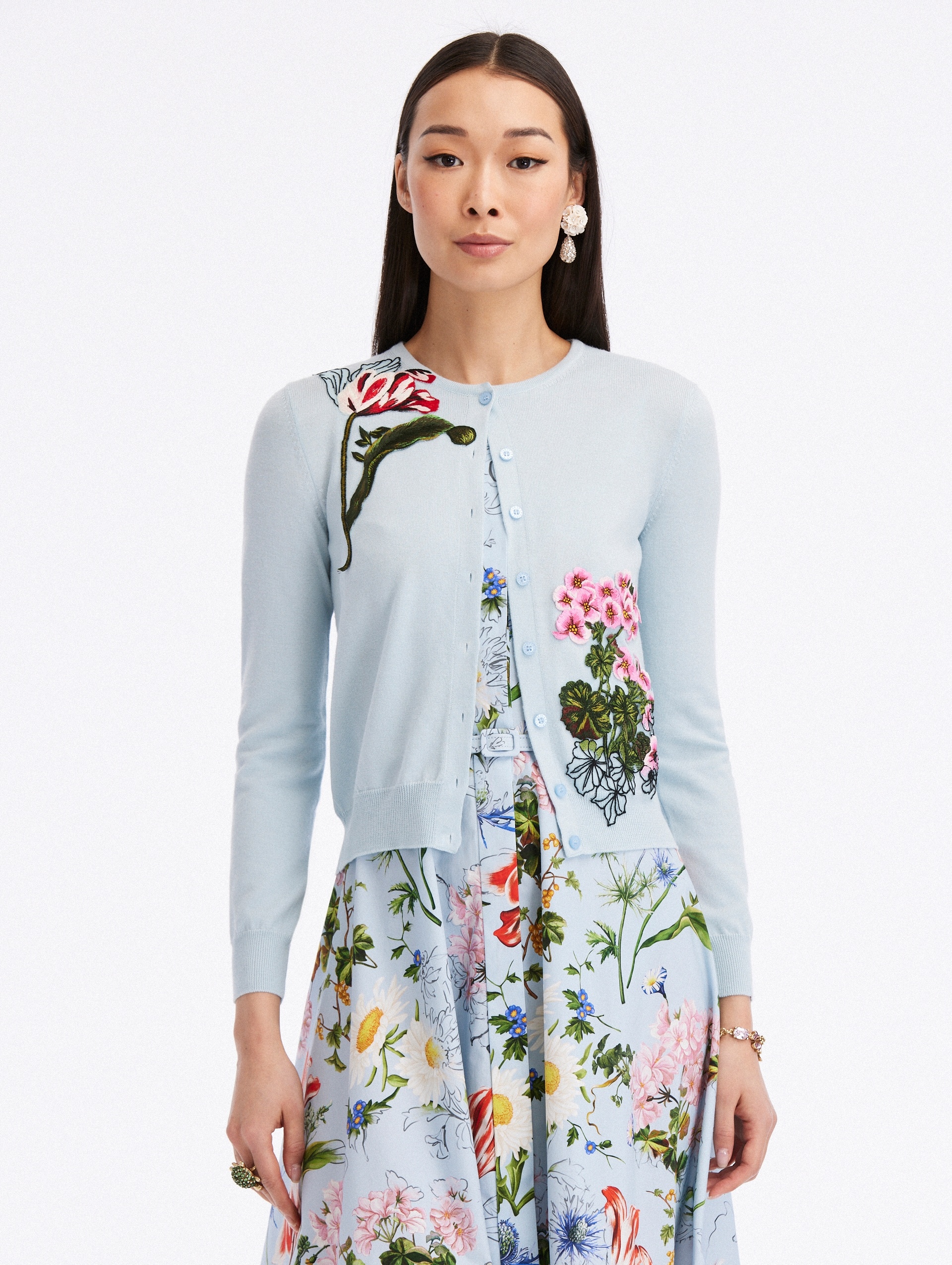 UNFINISHED FLORAL THREADWORK CARDIGAN - 1