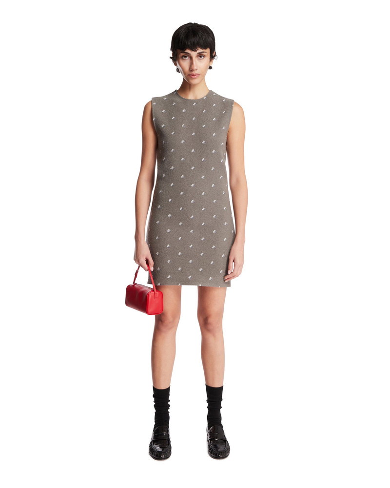 RIER Gray Wool Short Embroidered Dress outlook