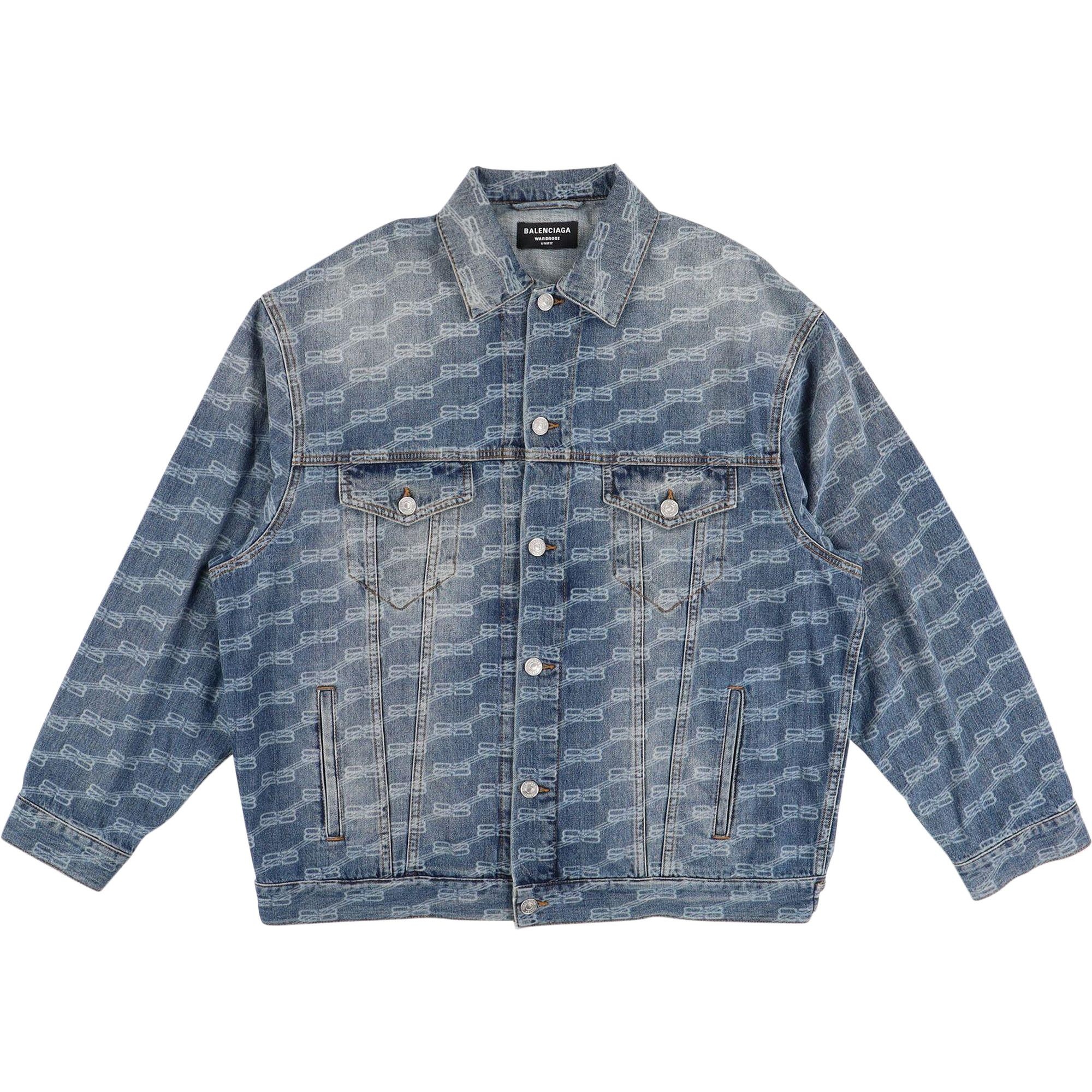 Balenciaga All-Over BB Monogram Logo Denim Jacket 'Blue' - 1