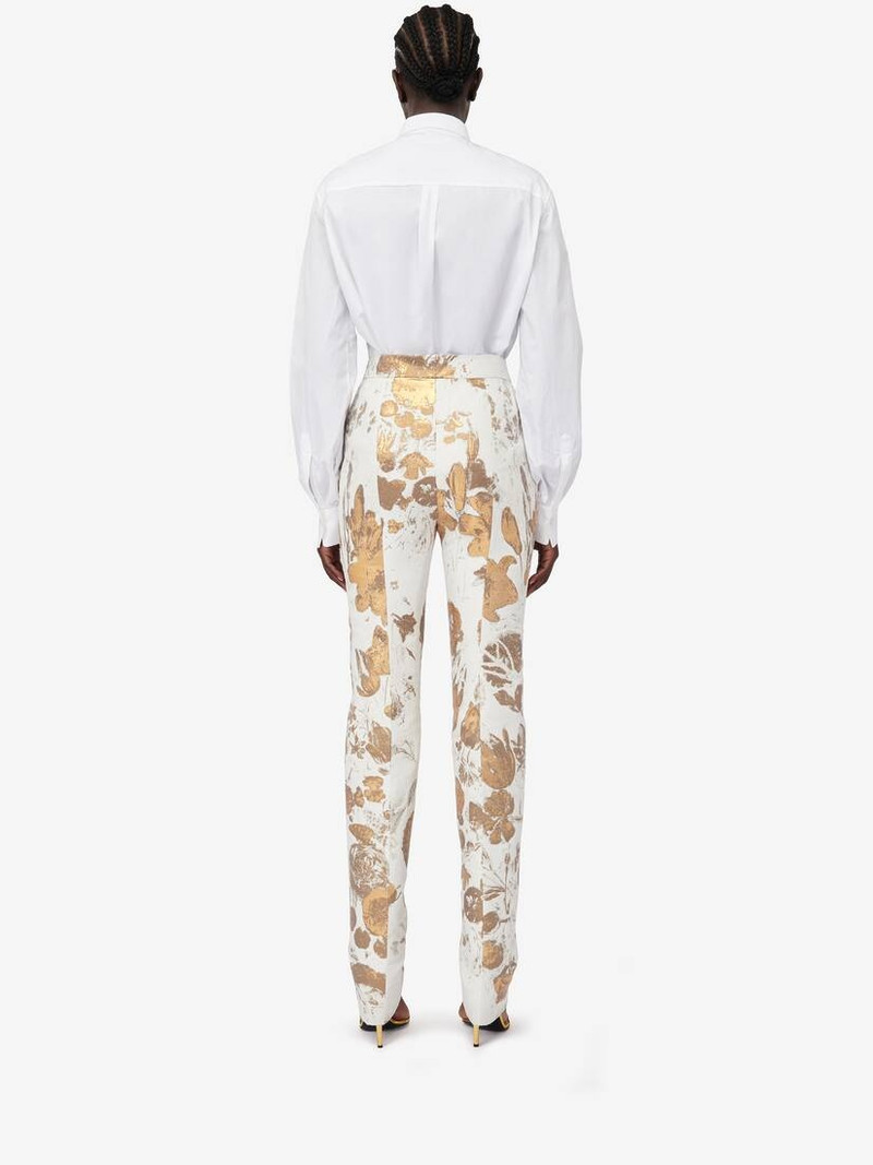 Women's High-waisted Cigarette Trousers in Gold 4