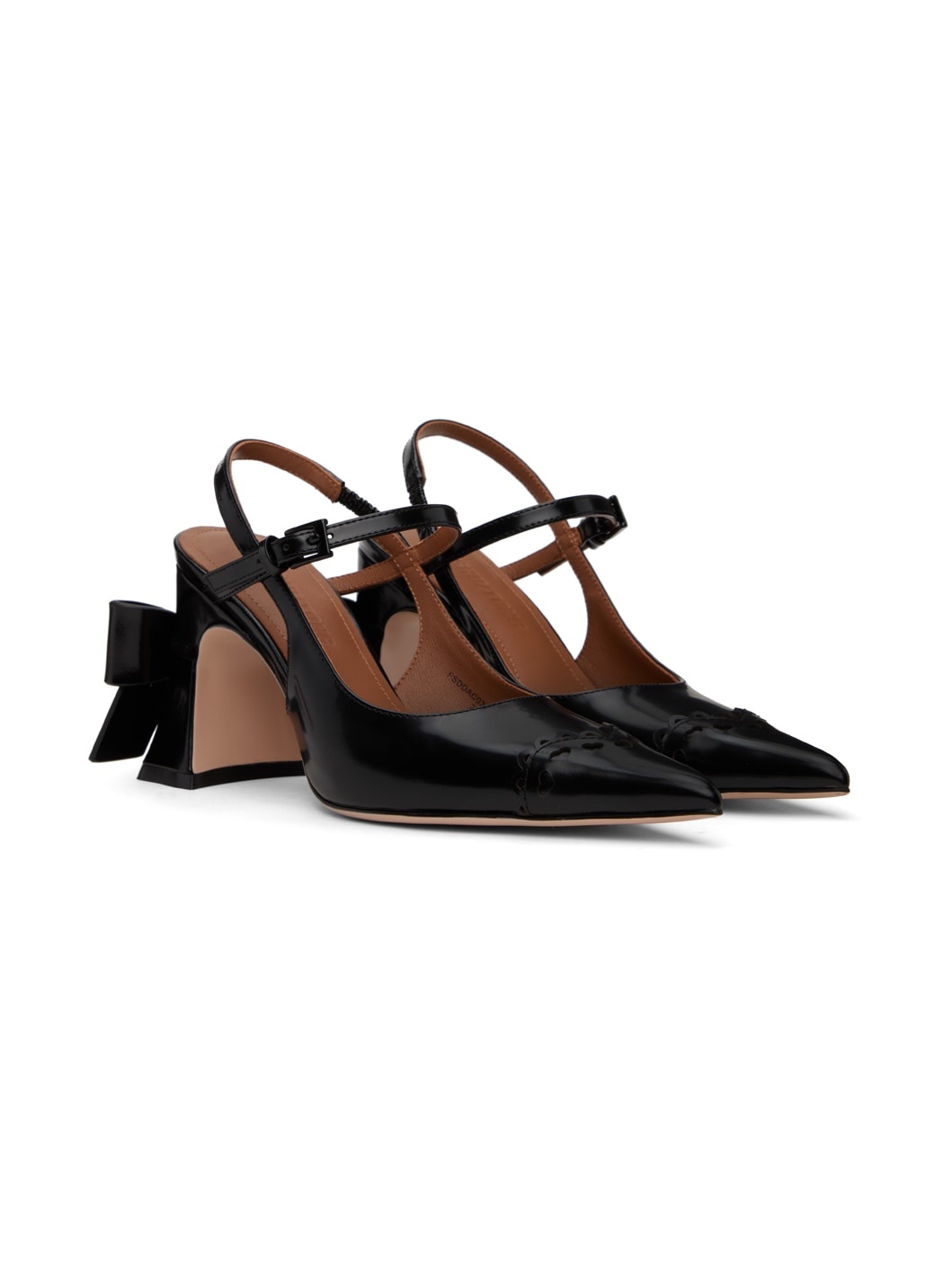 Black Bow Toe Pointed Heels - 4