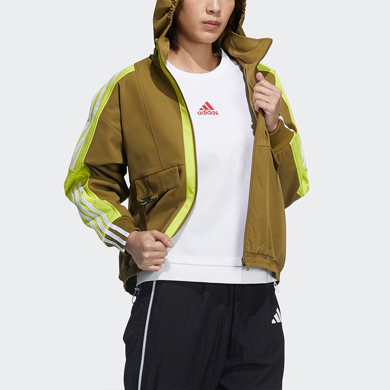 (WMNS) adidas Str Jkt Warm Training Sports Storage Simple Hooded Fleece Lined Jacket Yellow GP0623 - 6