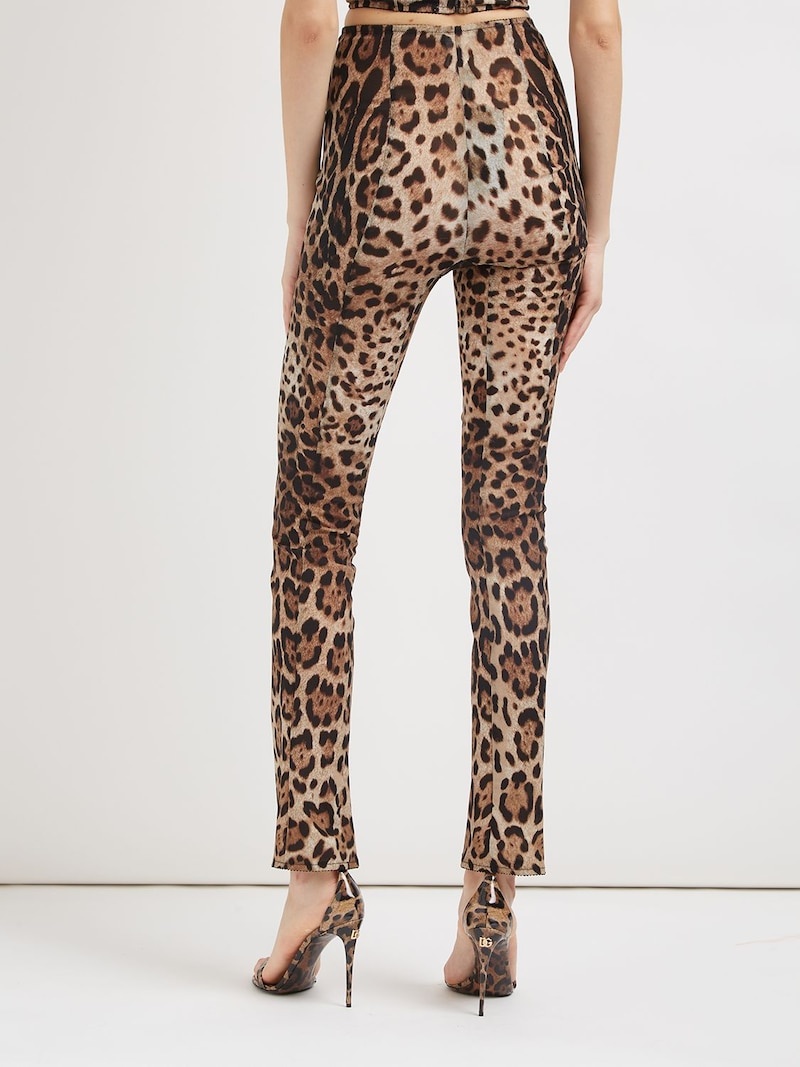 Leopard print stretch straight pants - 3