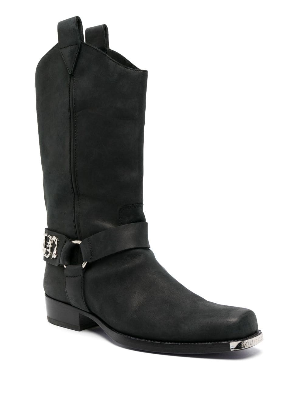 logo-lettering leather boots - 2