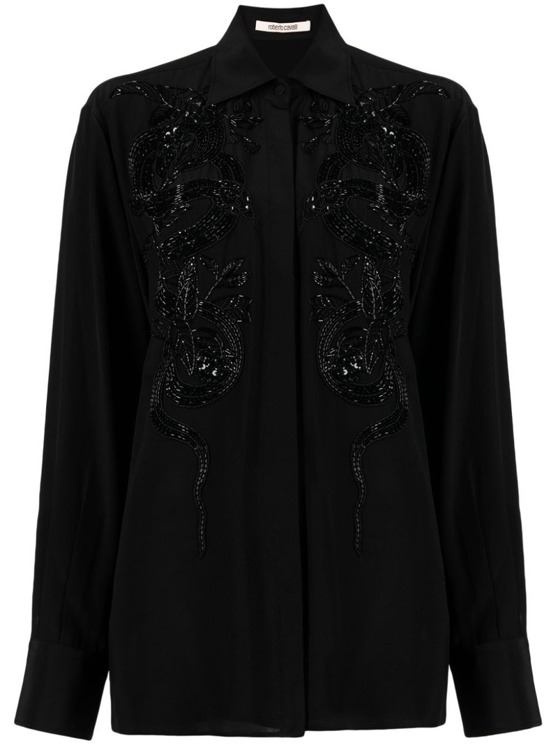 bead-embellished appliquÃ© viscose shirt 1