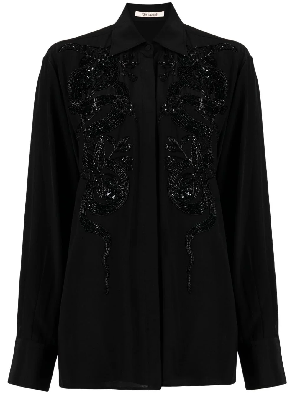 bead-embellished appliqué viscose shirt - 1