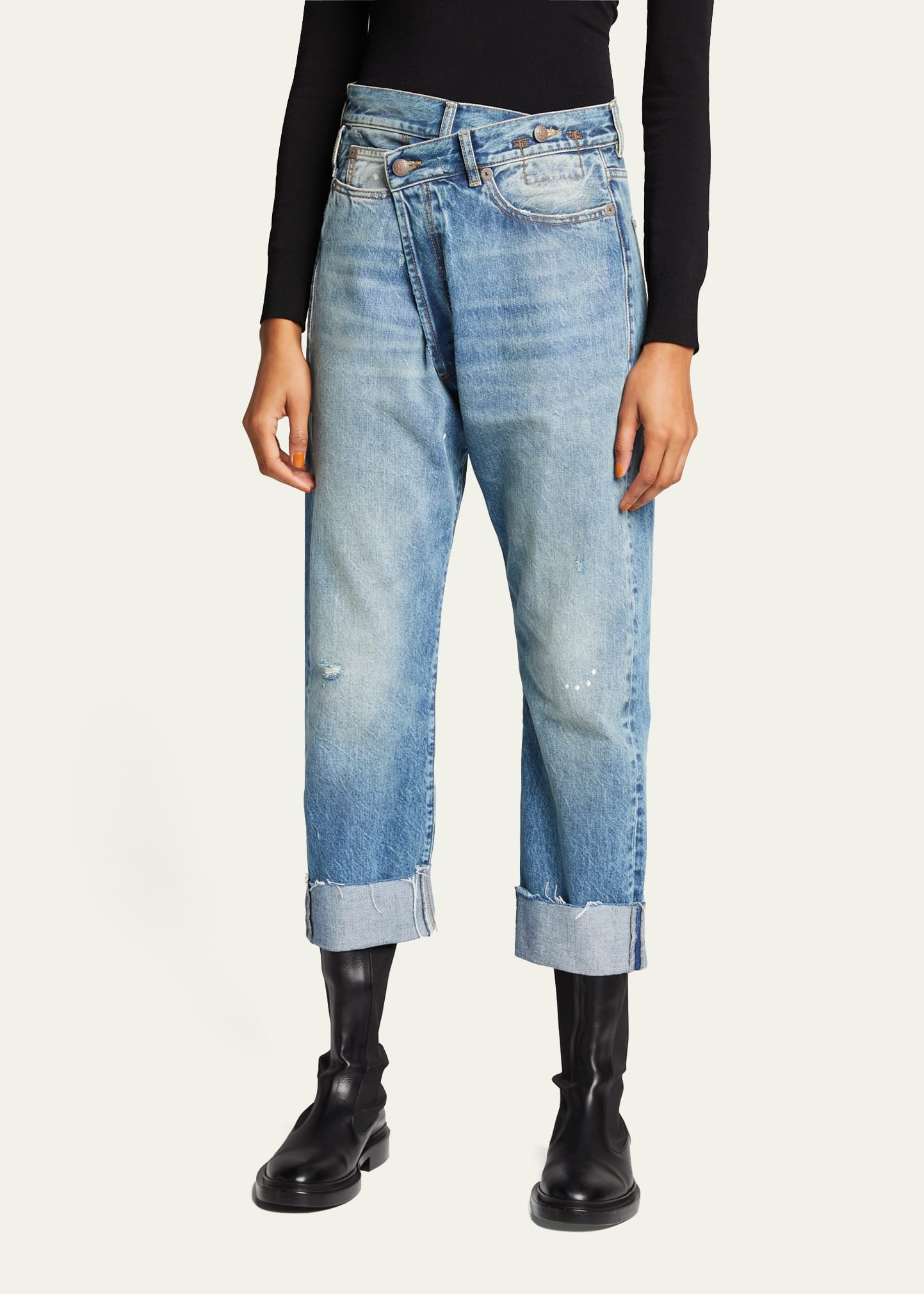 Crossover Cuffed Jeans - 4