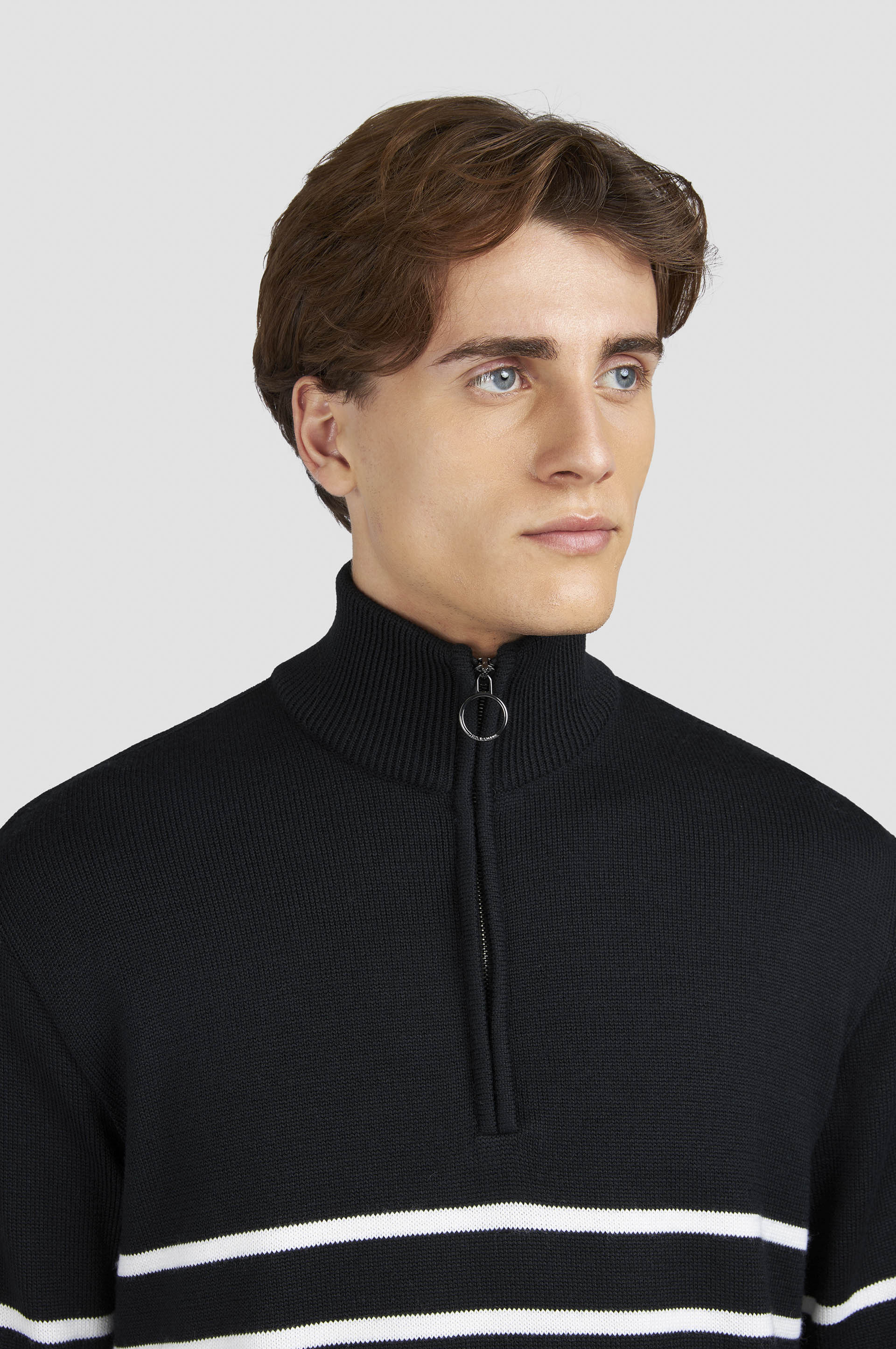 SOFT COOL TOUCH WOOL HALF ZIP SWEATER - 4