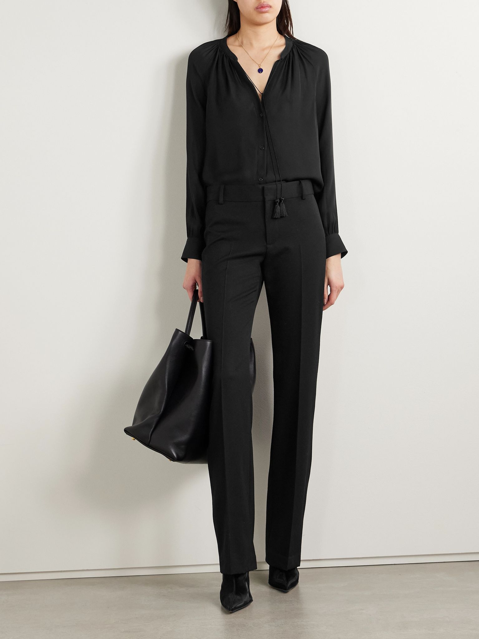 Lys tie-neck silk-chiffon shirt Black - 2