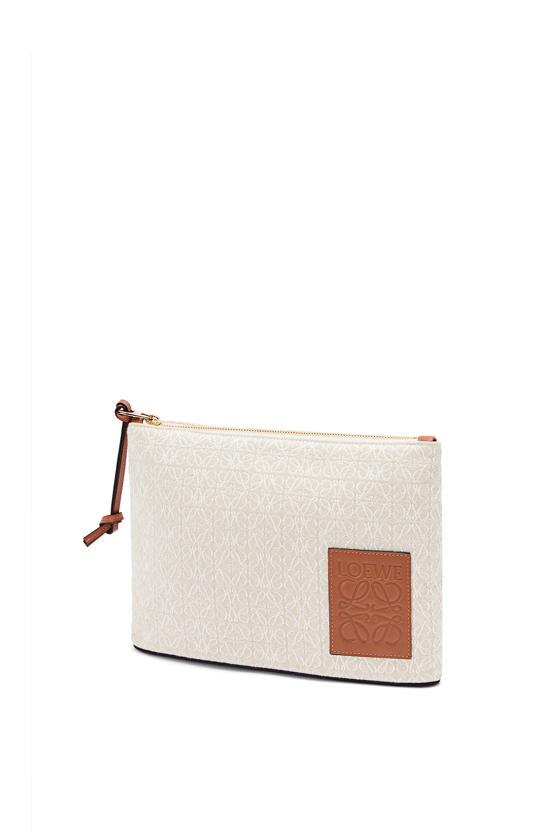 Oblong pouch in Anagram jacquard and calfskin - 2