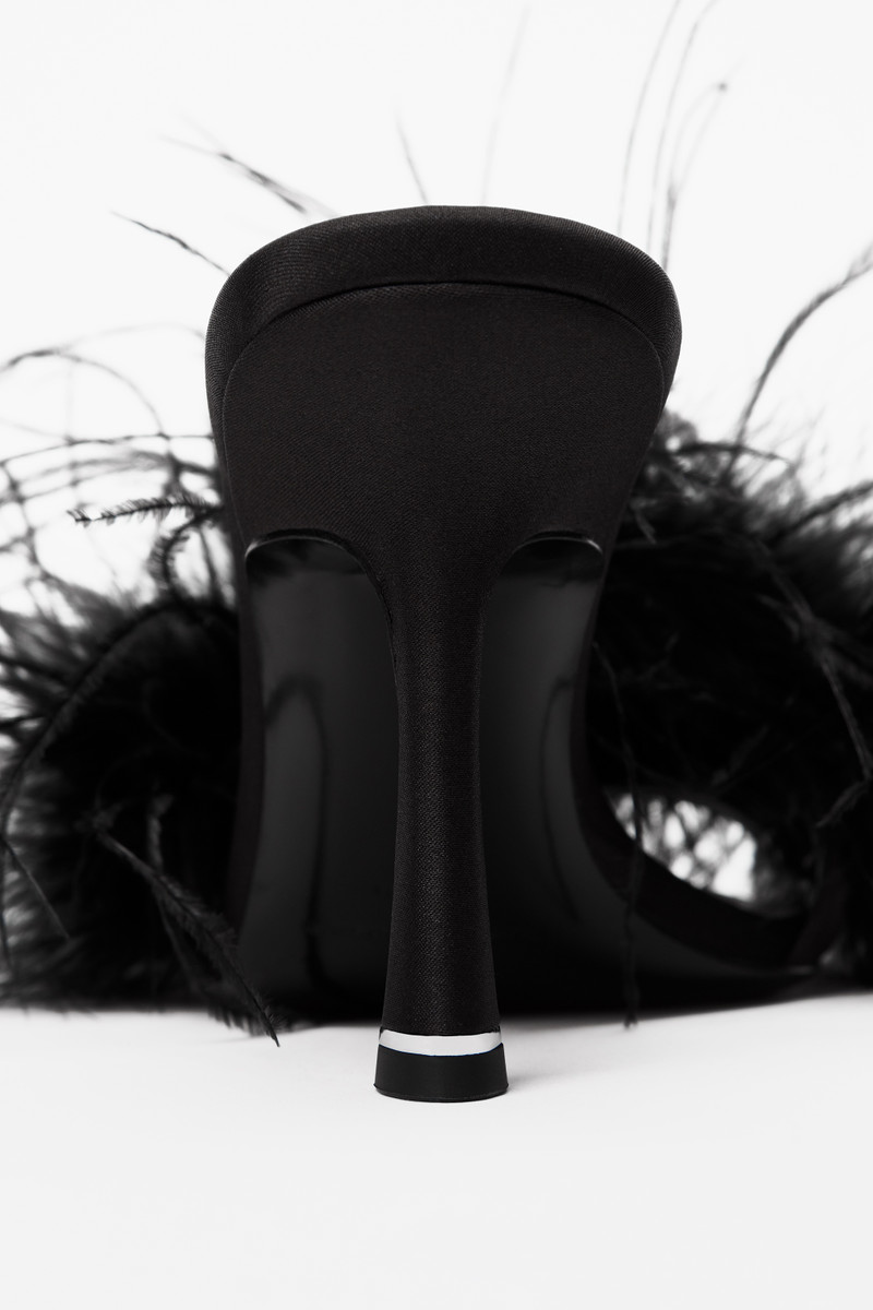 LULU 85 FEATHER SLIDE SANDAL IN SATIN 5