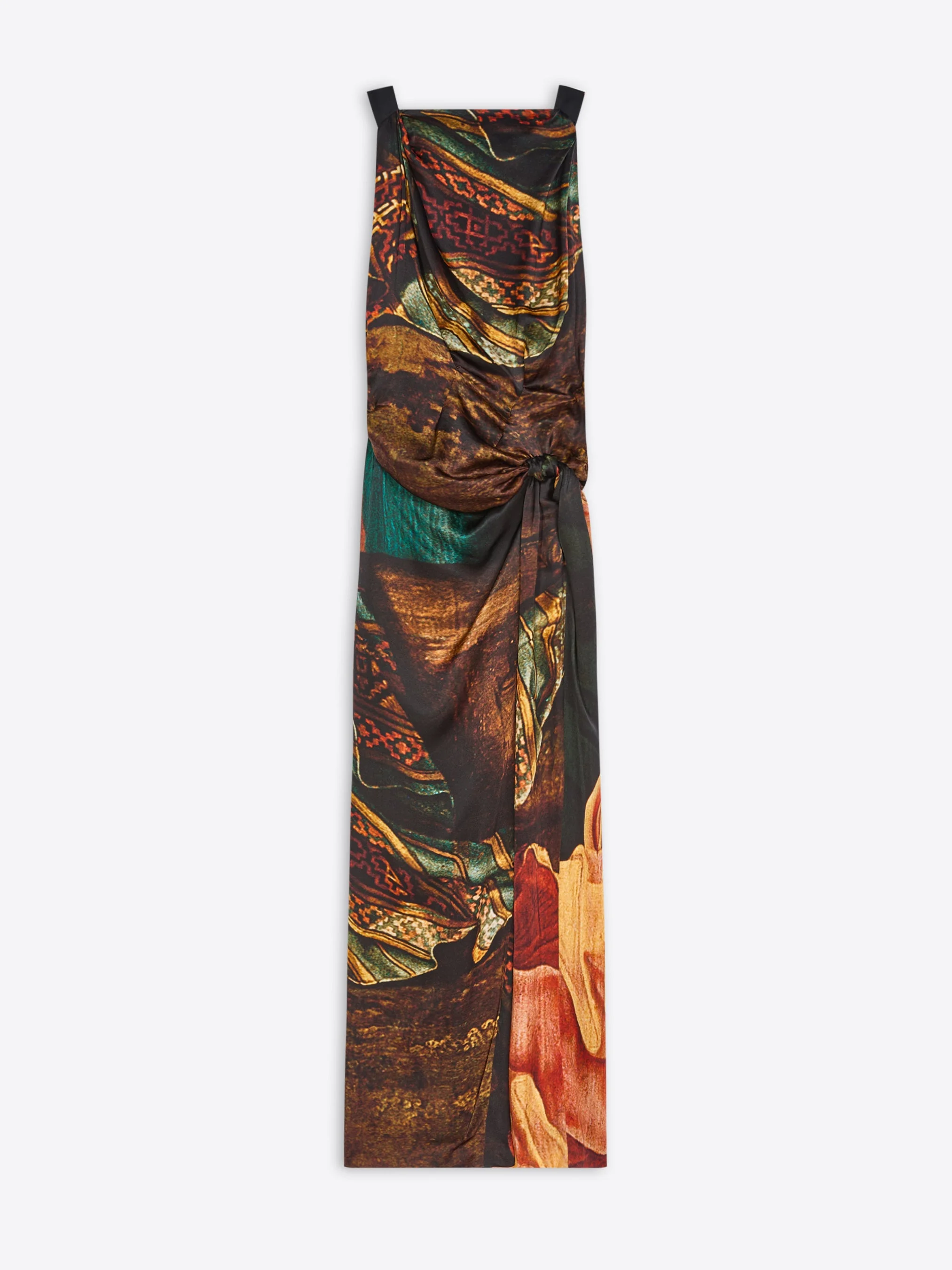 LONG DRAPED SATIN DRESS - 1