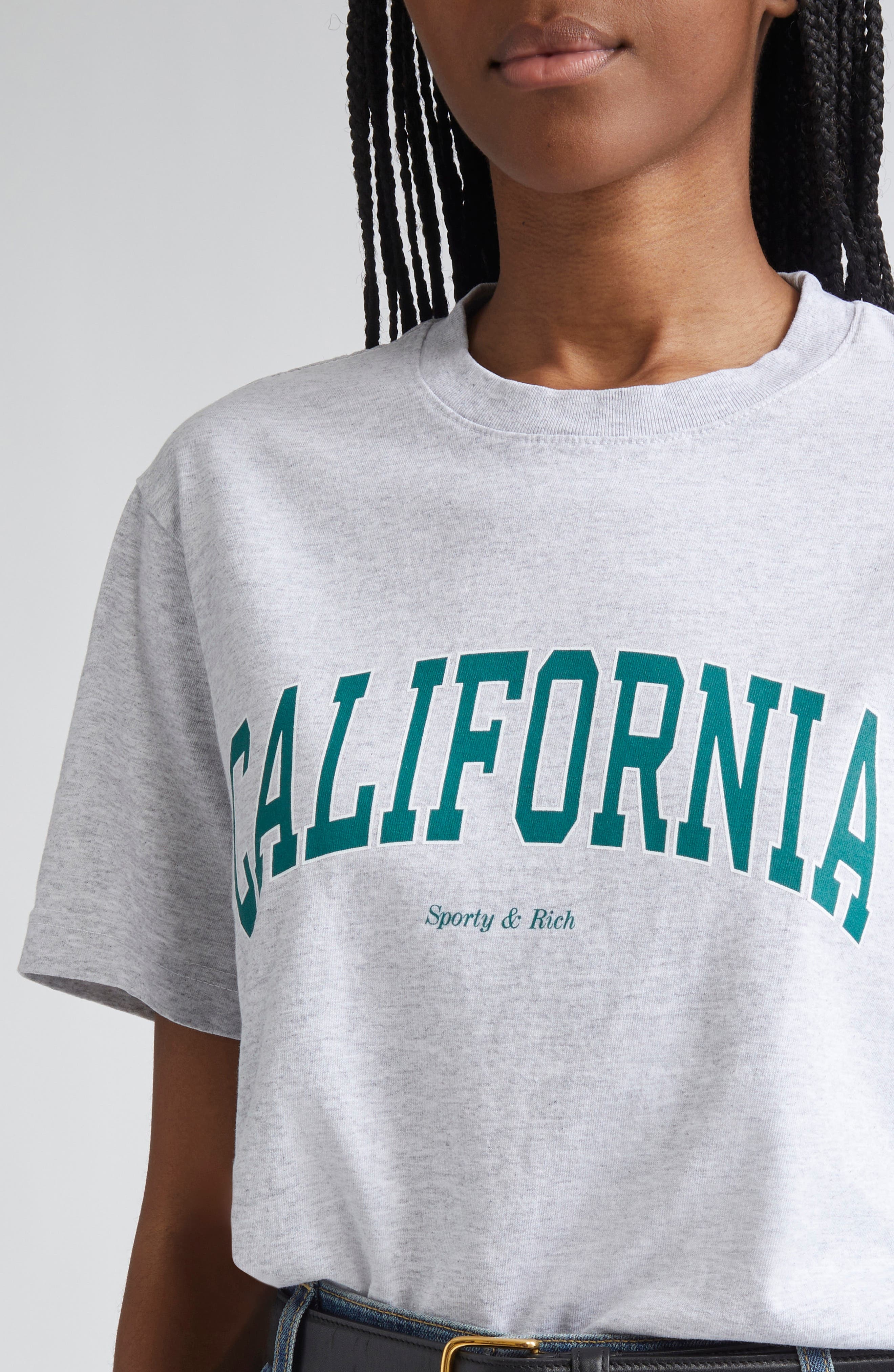 Sporty & Rich California Crewneck T-Shirt in Heather Gray at Nordstrom - 4