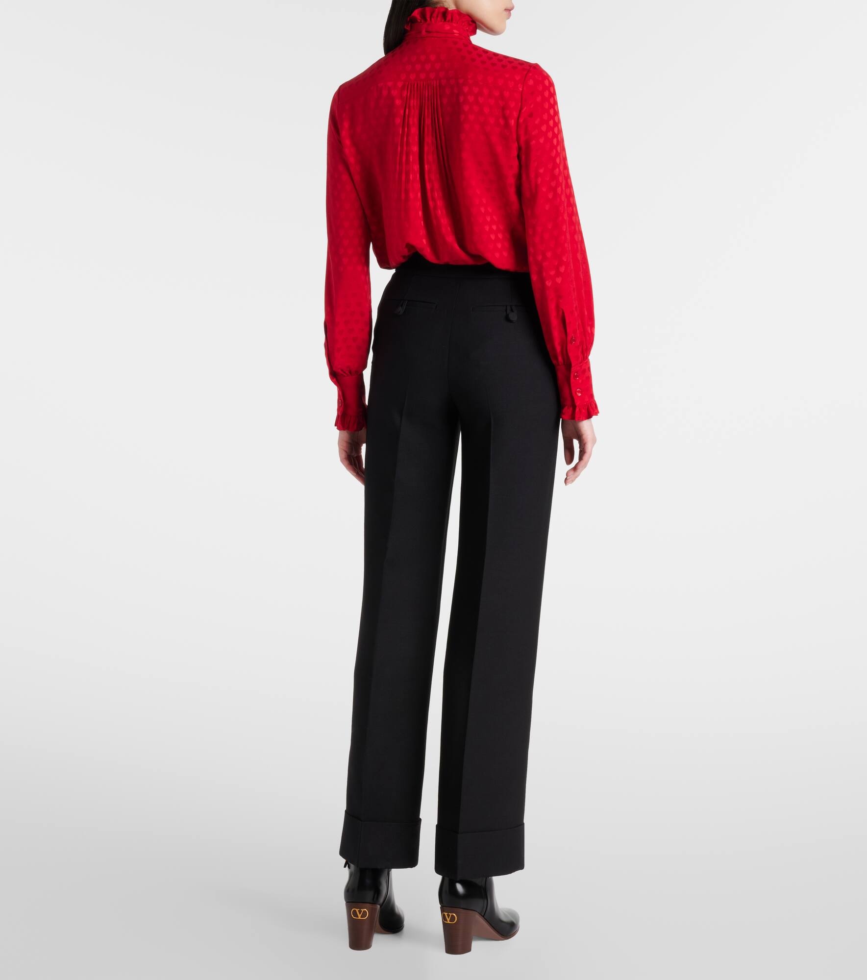 Wool and silk wide-leg pants - 3