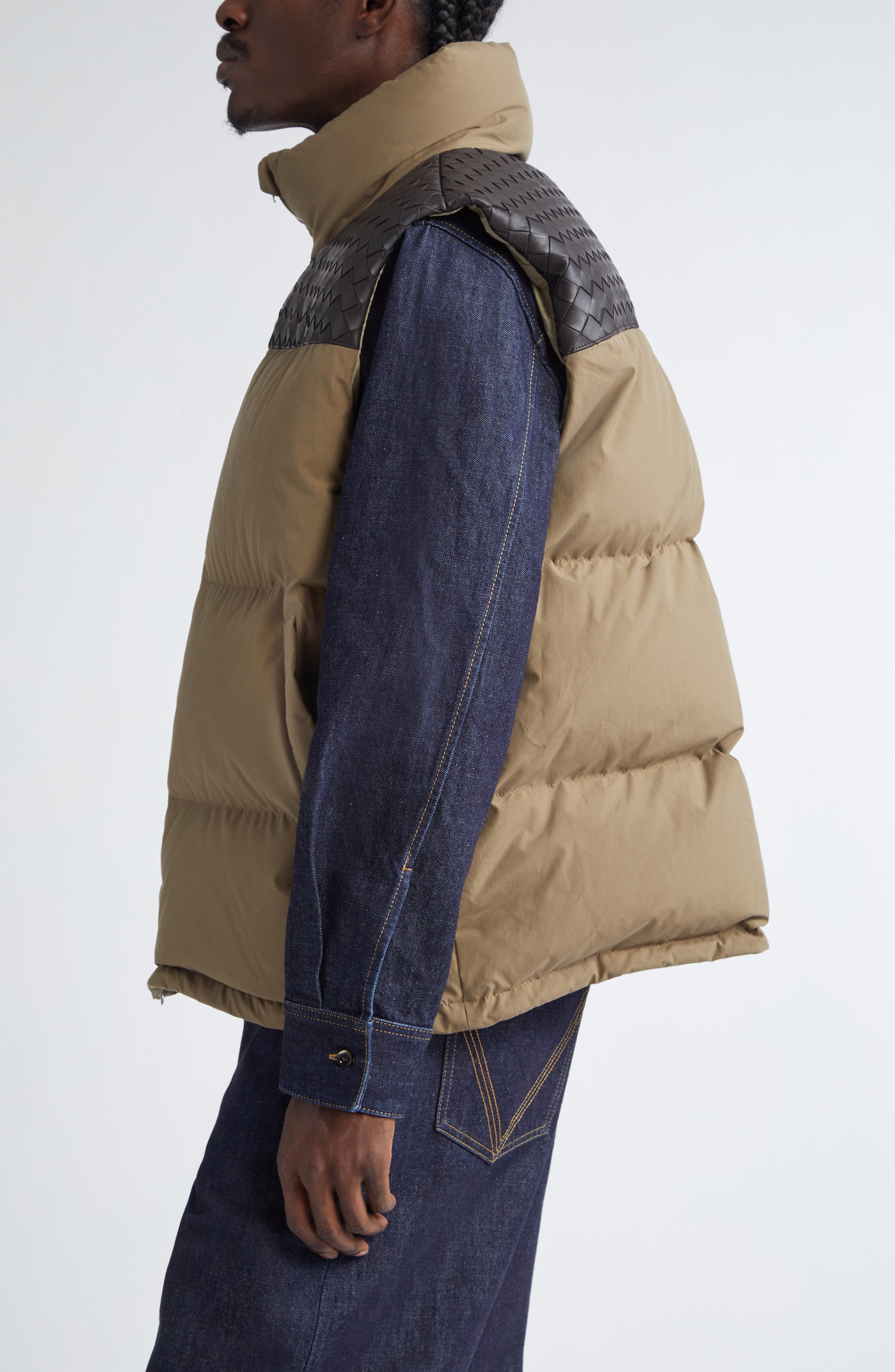 Bottega Veneta Mixed Media Down Puffer Vest in 9523 Liana at Nordstrom - 4