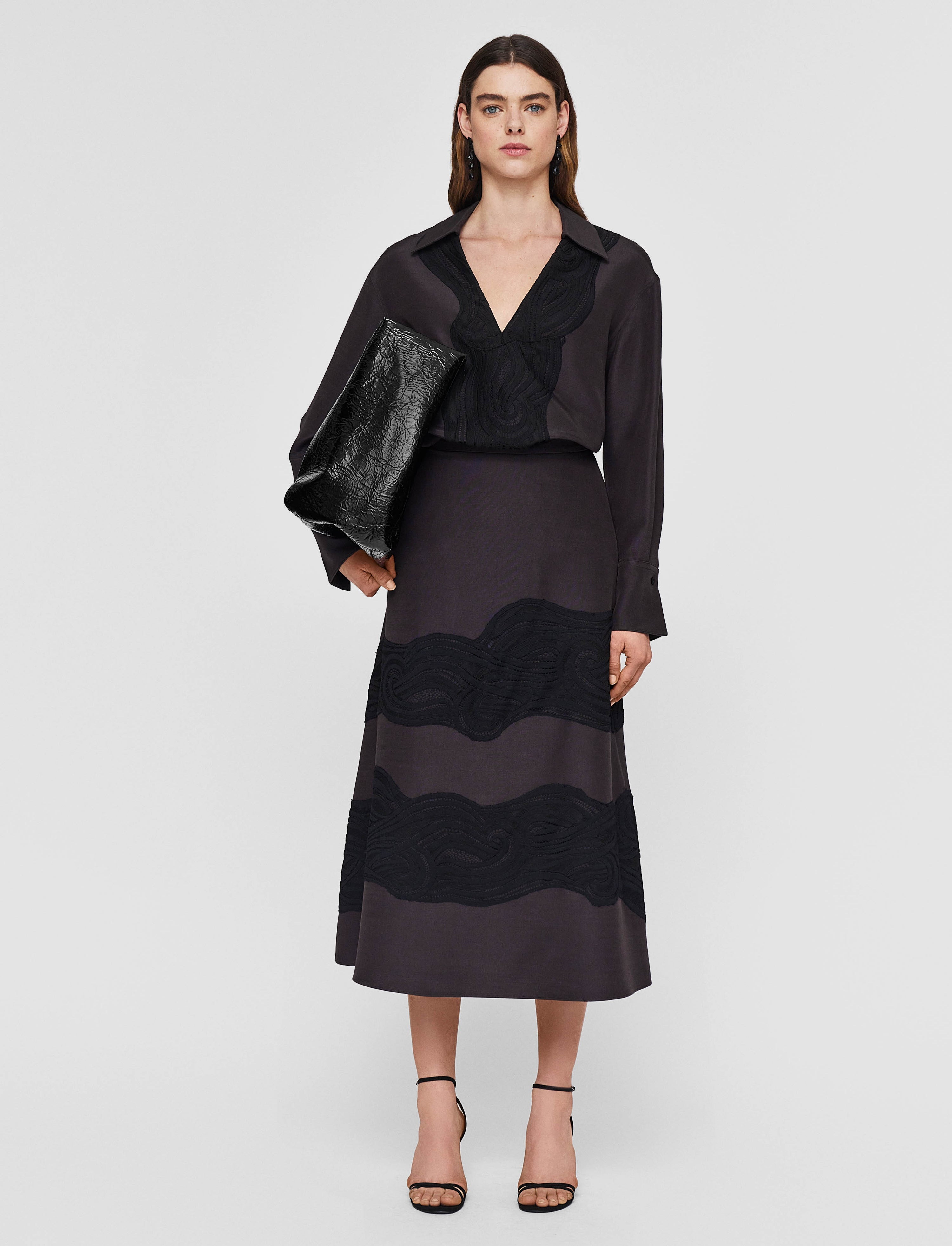 Madone Evening Silk Blend & Lace Skirt - 2