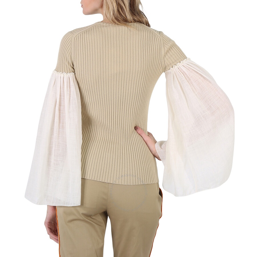 Chloe Ladies Iconic Milk Ribbed Wool Sweater - 5