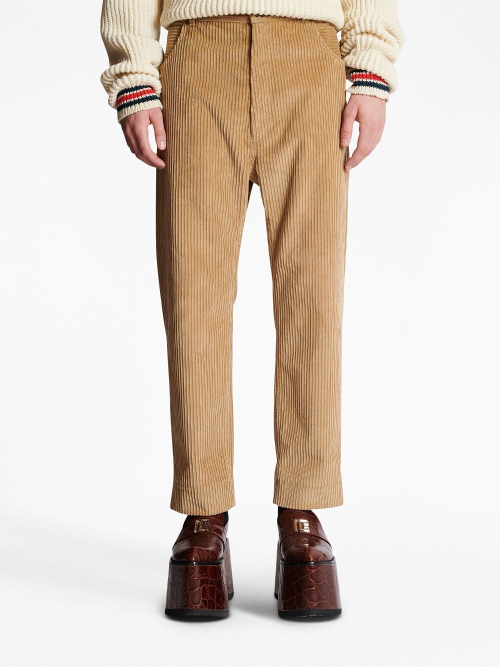 corduroy straight-leg cotton trousers - 5