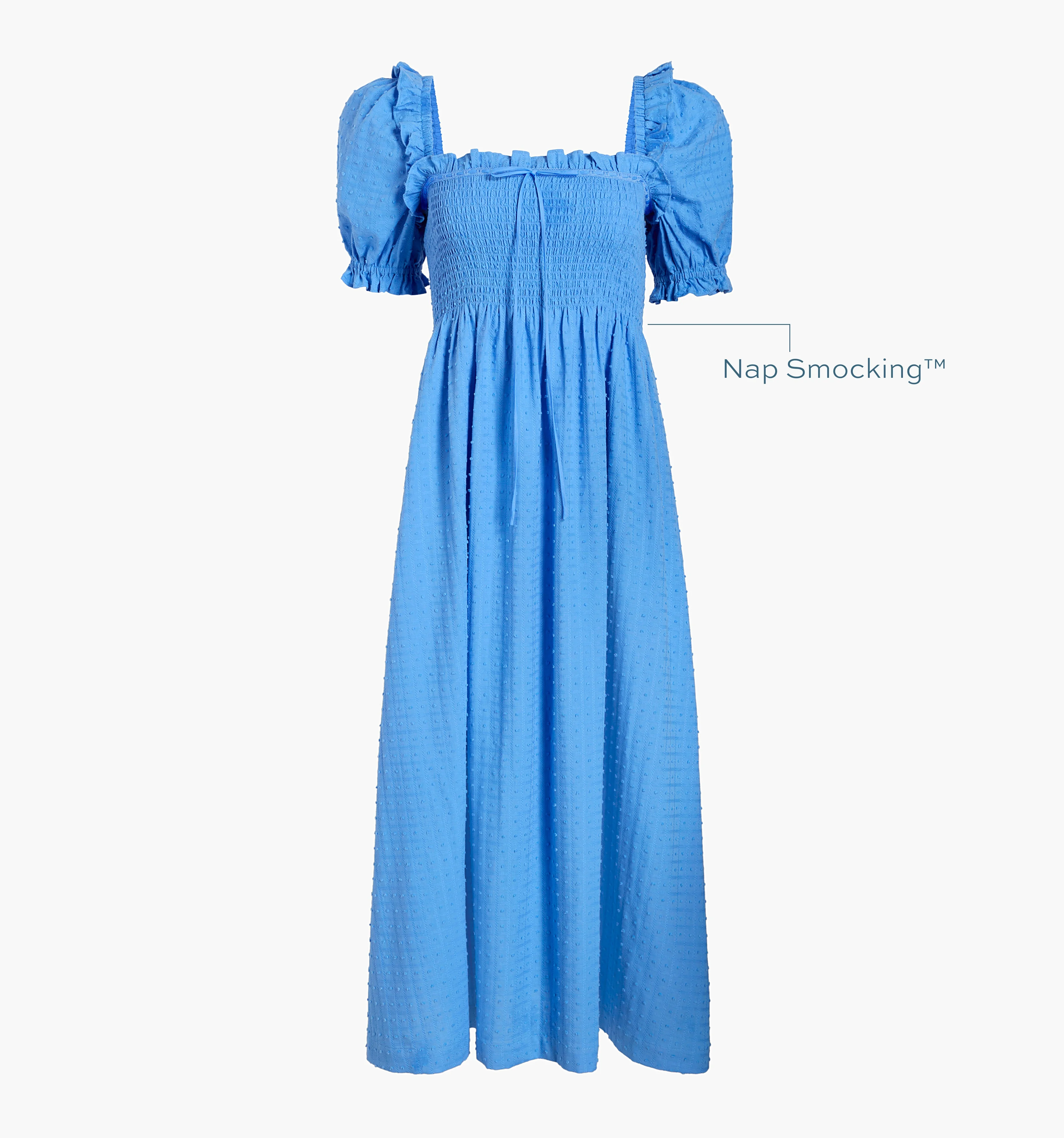 The Scarlett Nap Dress - Hydrangea Blue Textured Clip Dot - 1
