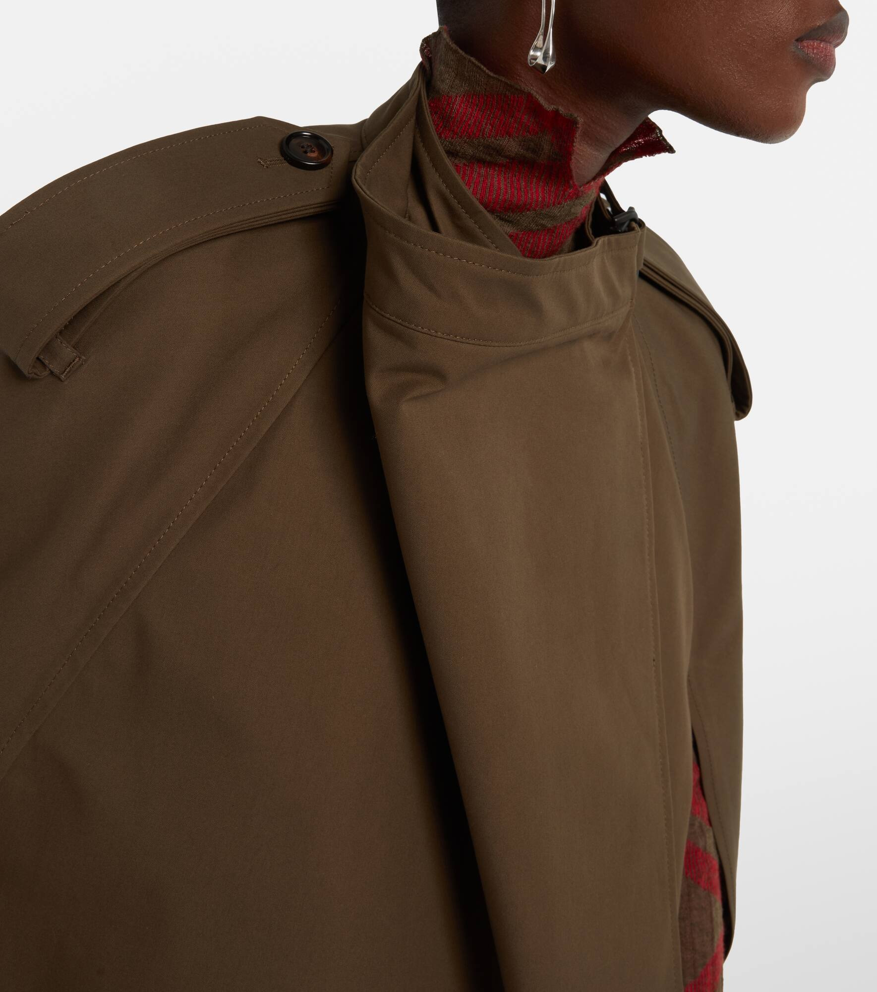 Double-breasted cotton cape - 4