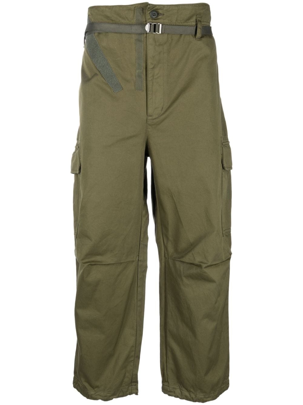 belted tapered-leg cargo trousers - 1