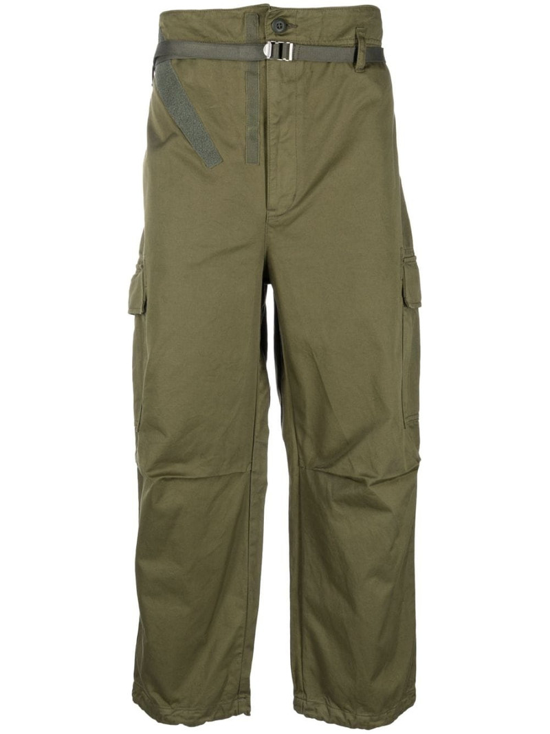 belted tapered-leg cargo trousers 1