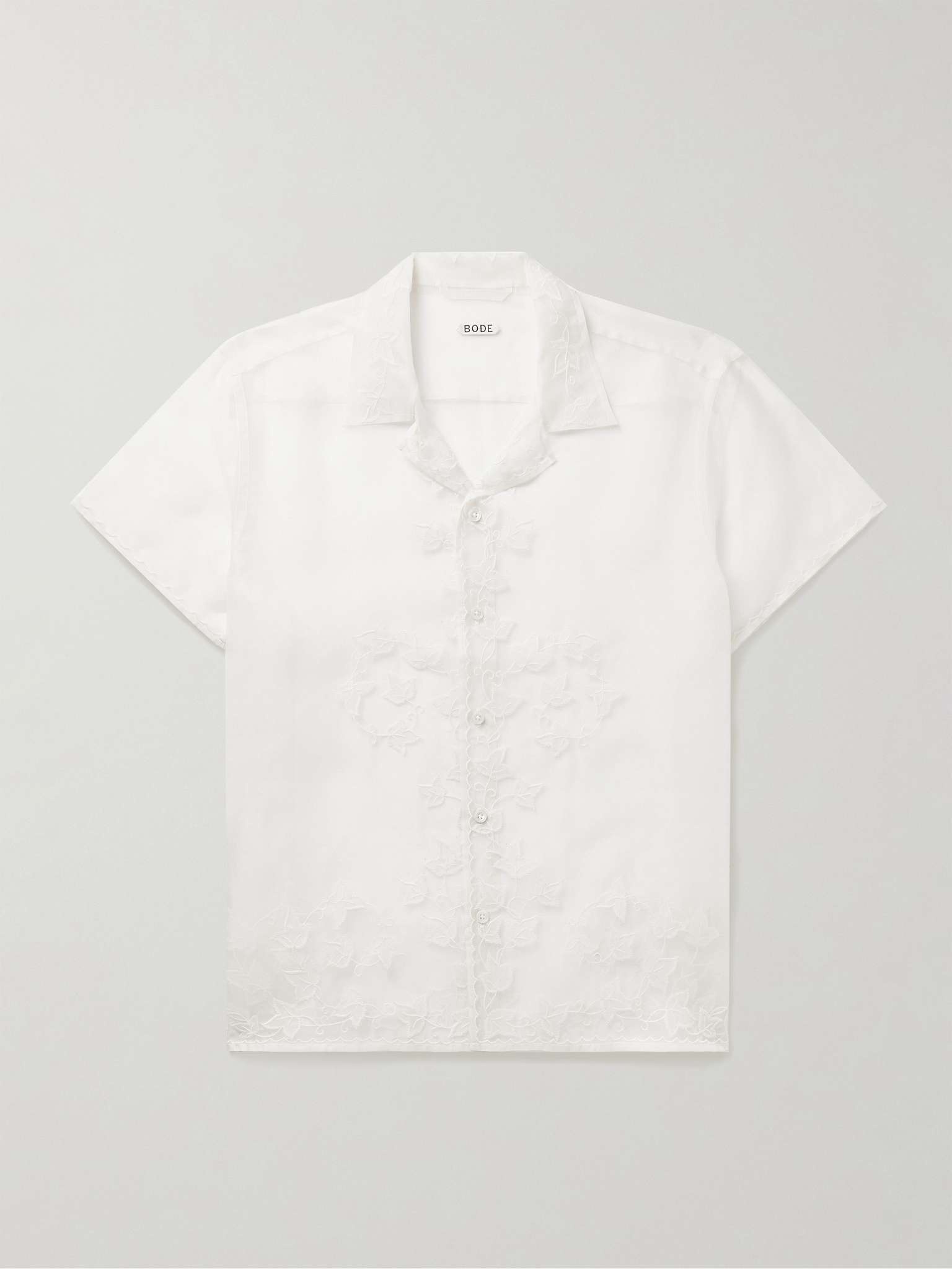 Ivy Camp-Collar Embroidered Silk-Organza Shirt - 1