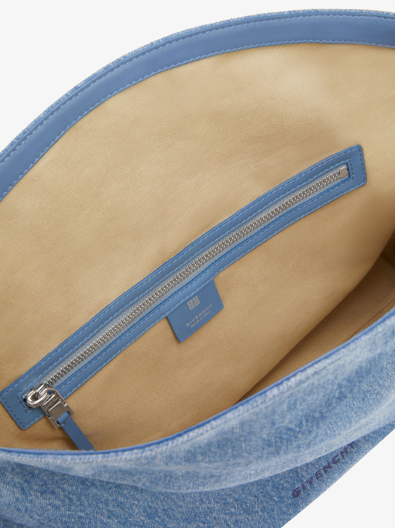 MEDIUM VOYOU CHAIN BAG IN WASHED DENIM 5