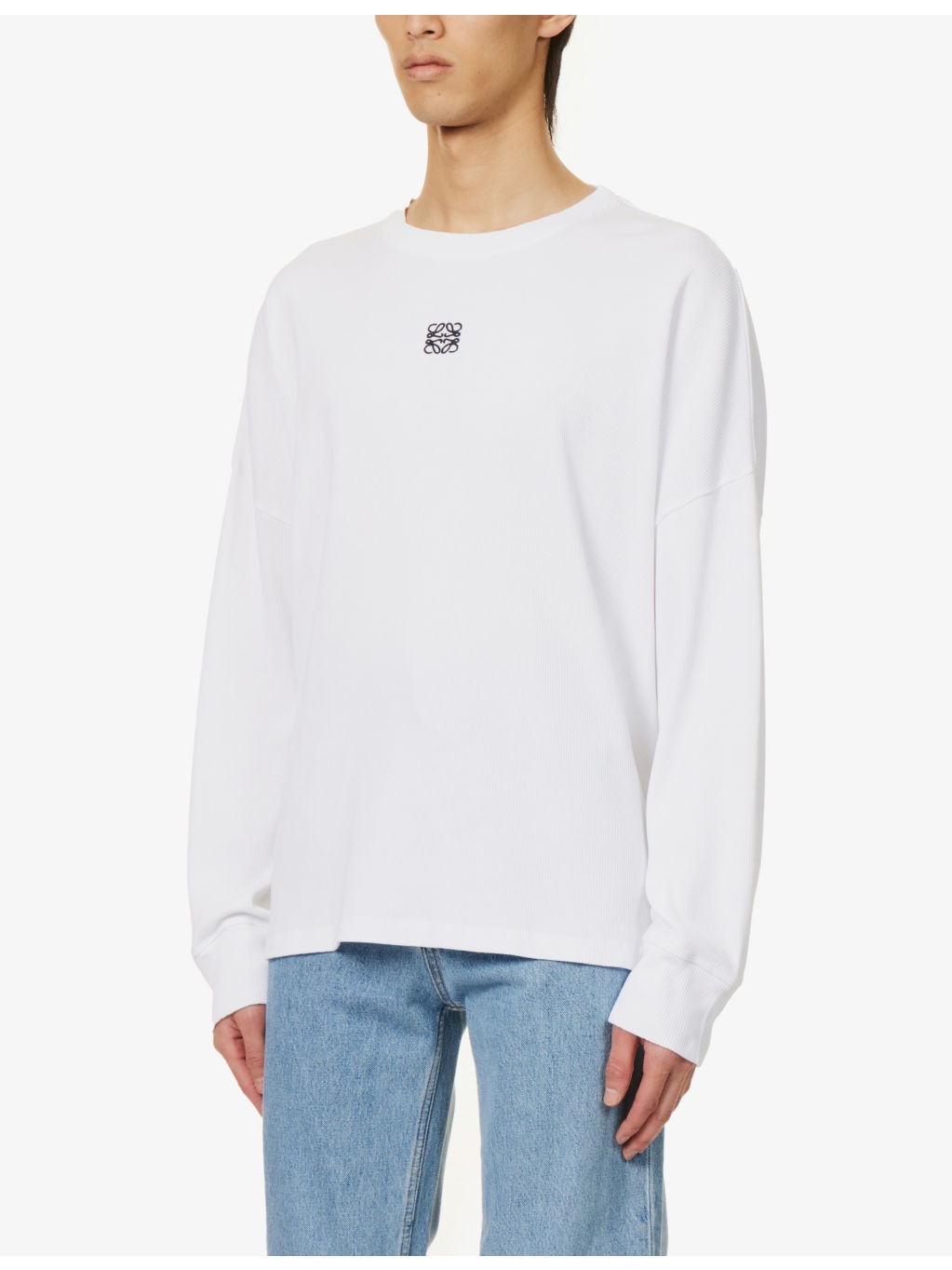 Anagram-embroidered cotton-jersey long-sleeved T-shirt - 3