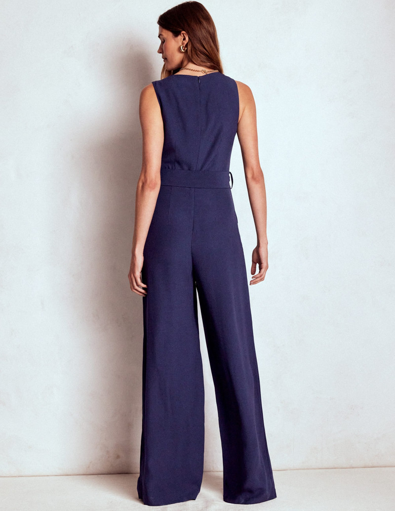 Gwen Slash Neck Jumpsuit-Navy 4