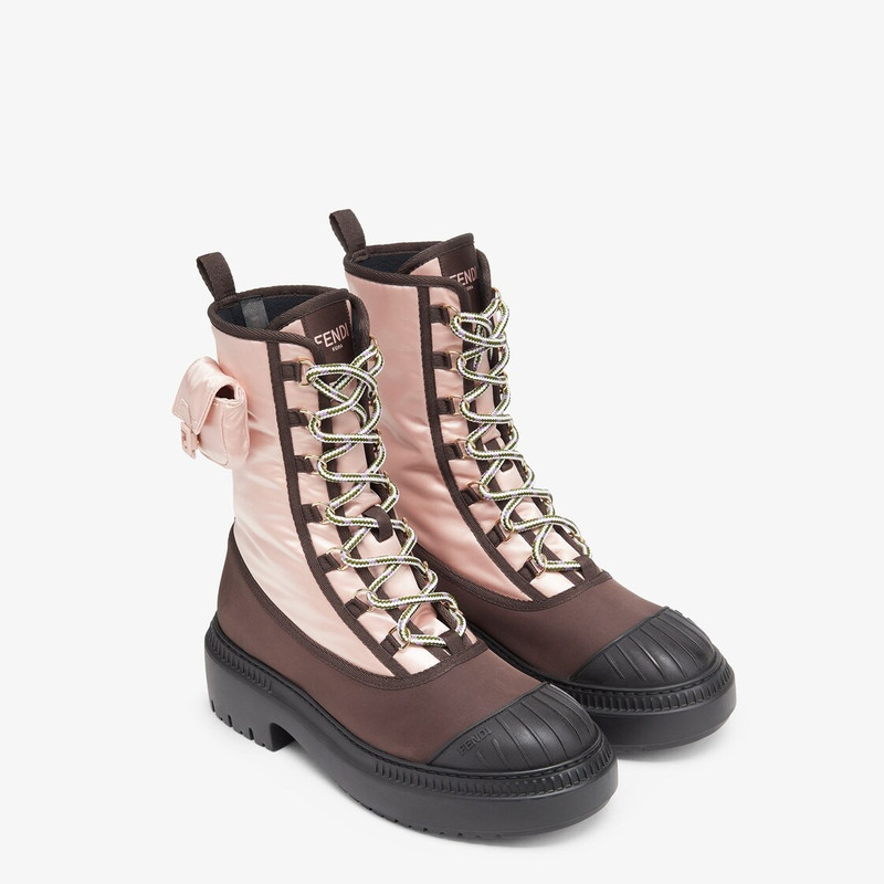 Pink nylon biker boots 4