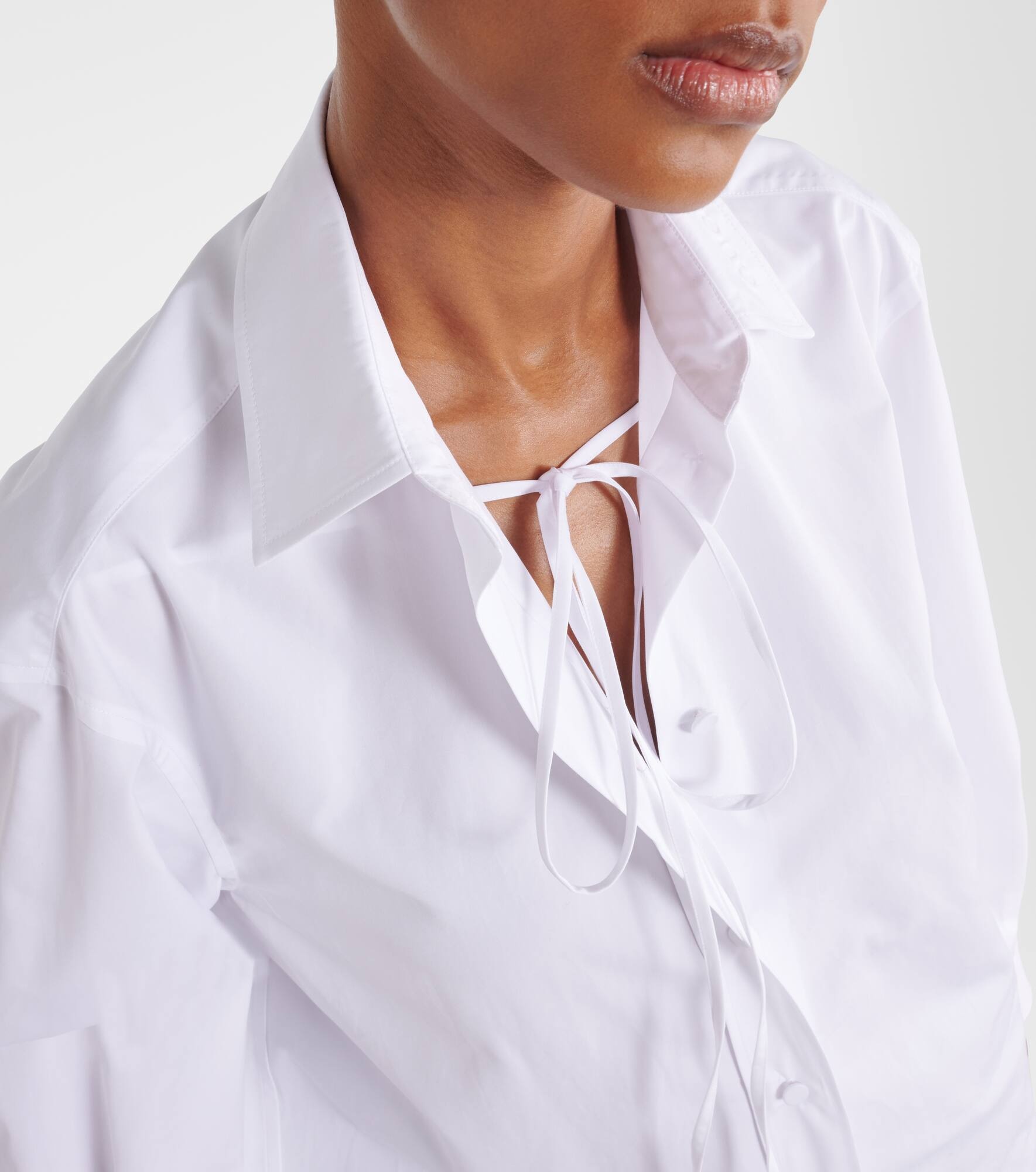 Bow-detail cotton poplin shirt - 4