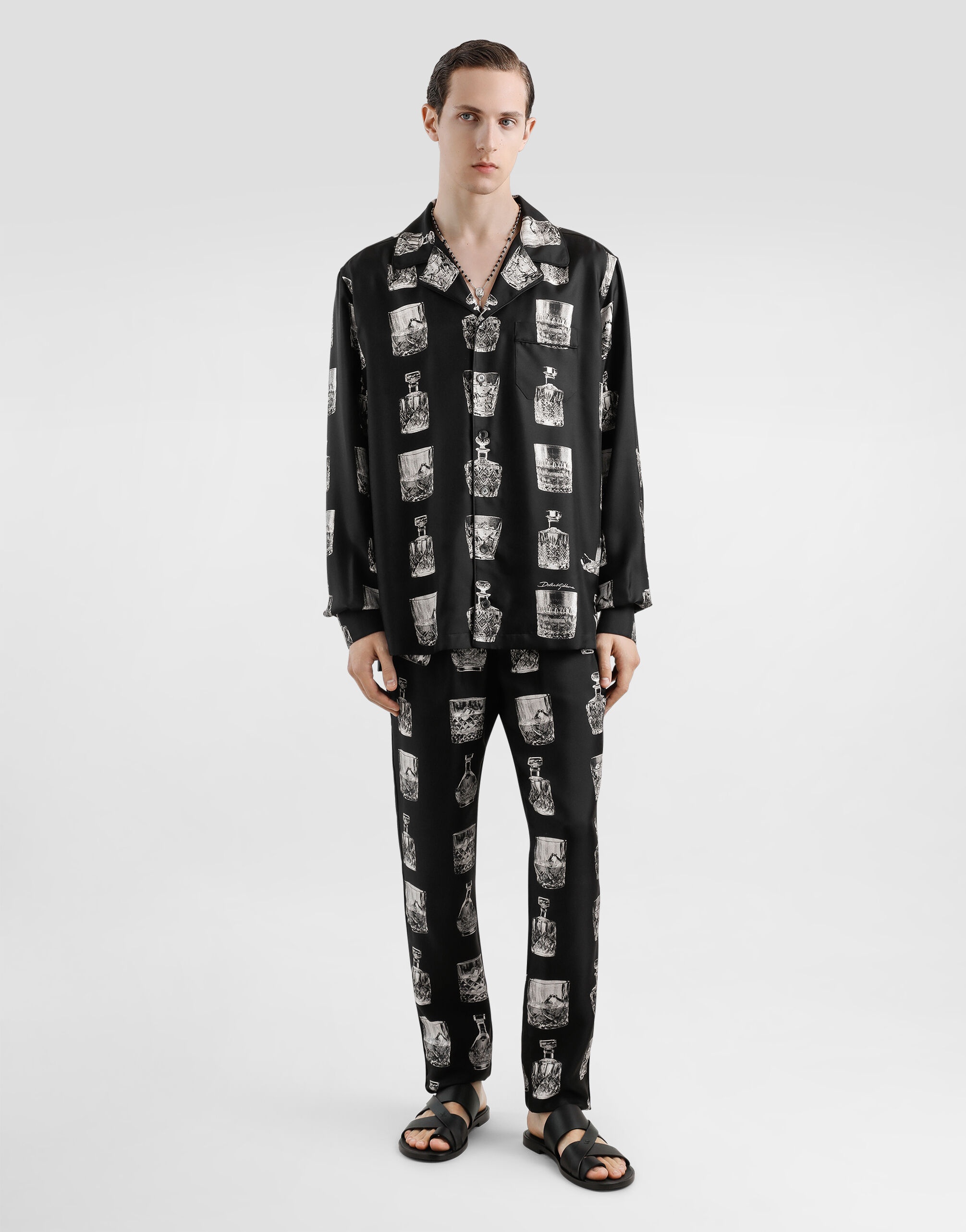 Silk pajama pants with whisky print - 2