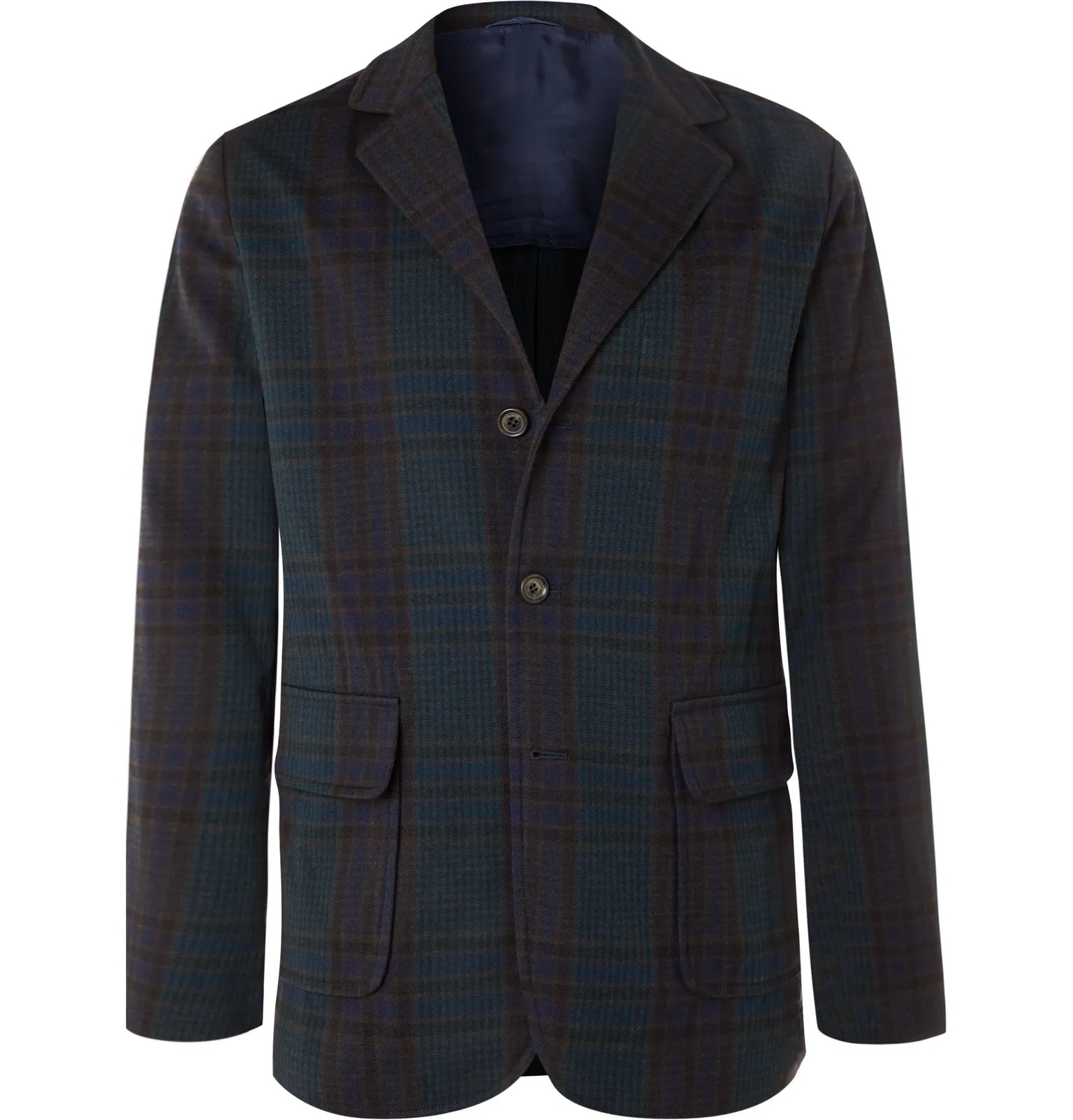 Unstructured Checked Twill Blazer - 1