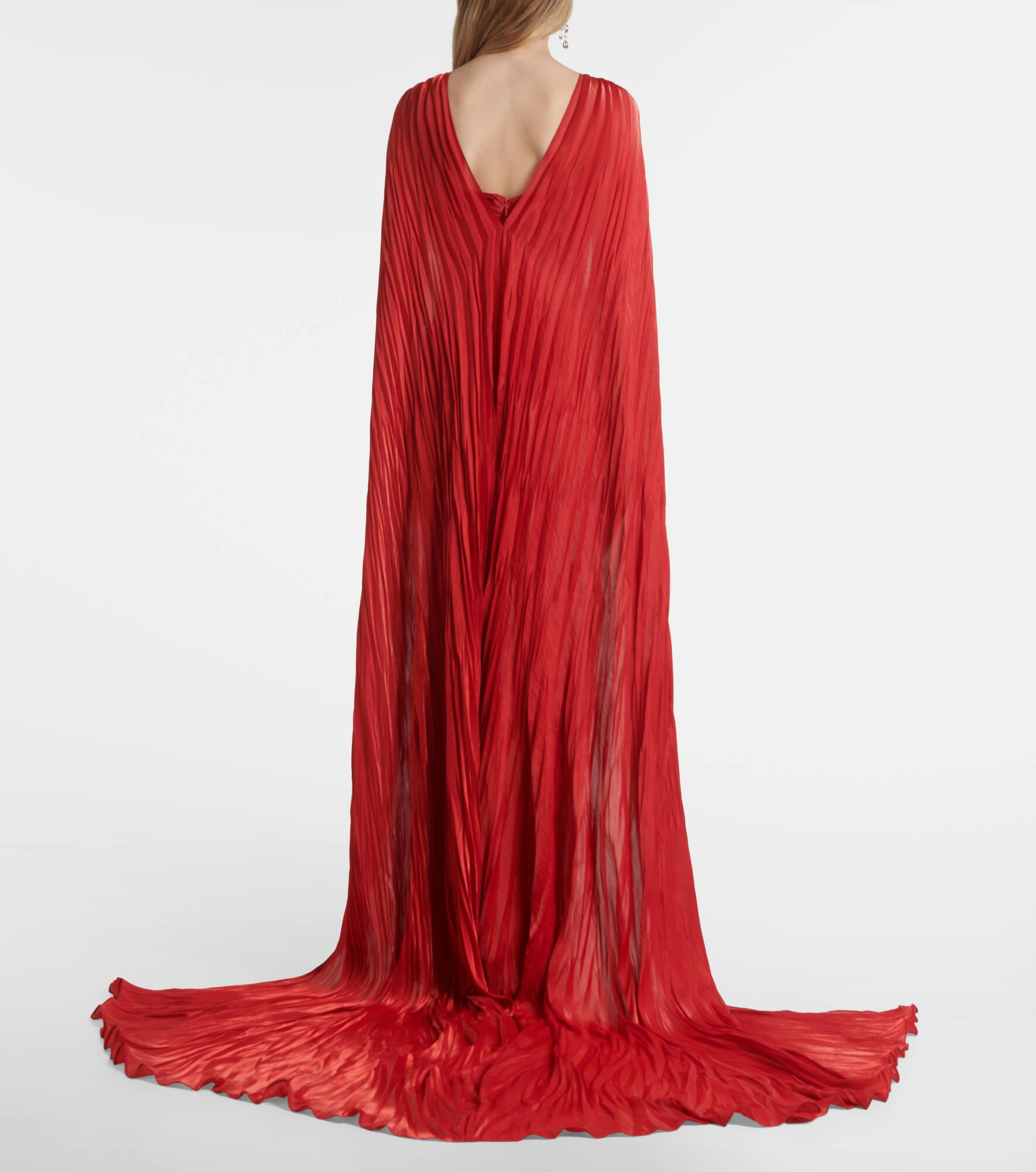 Caped pleated bustier gown - 3
