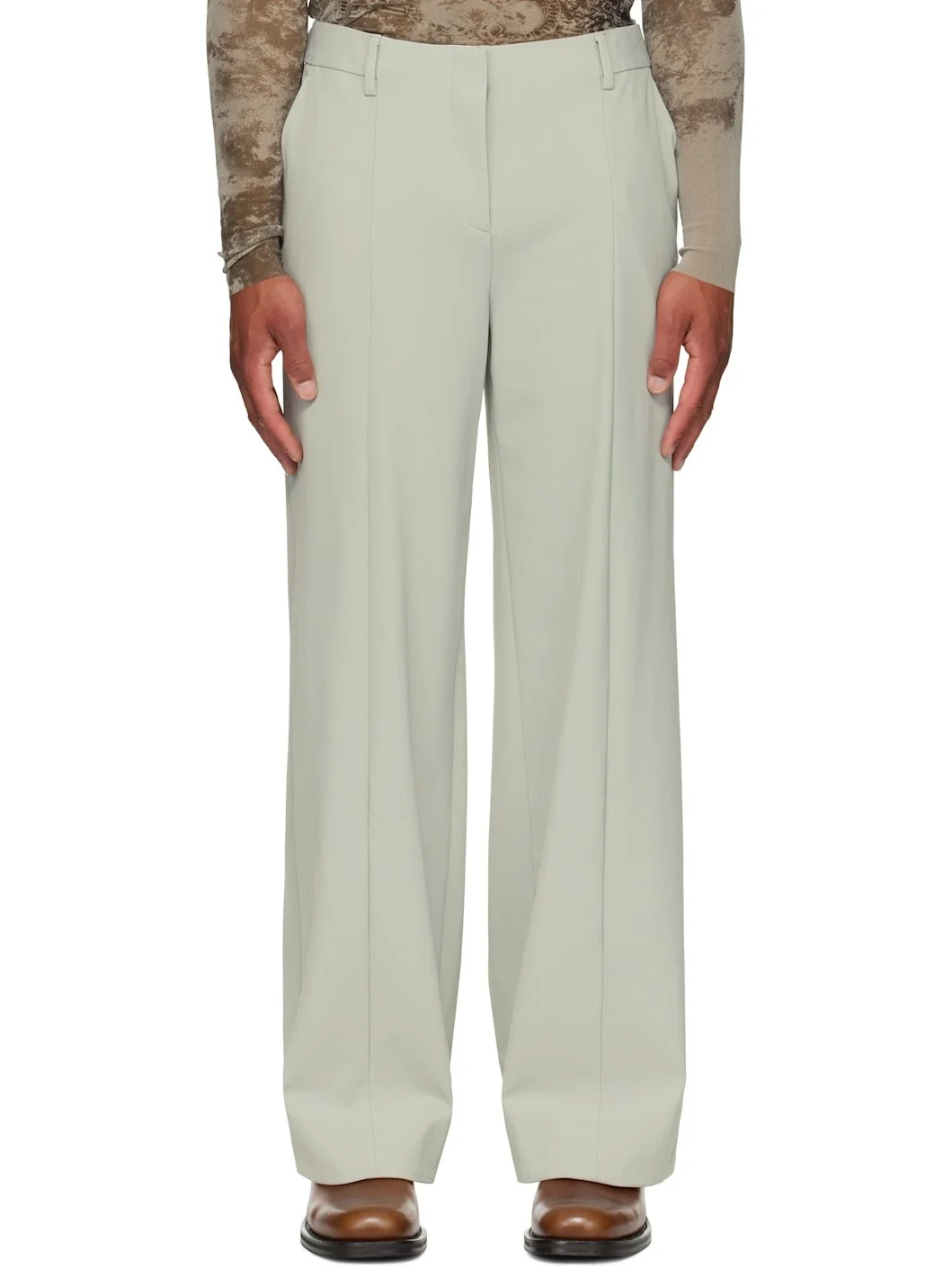 Green Undershoe Straps Detail Trousers - 1