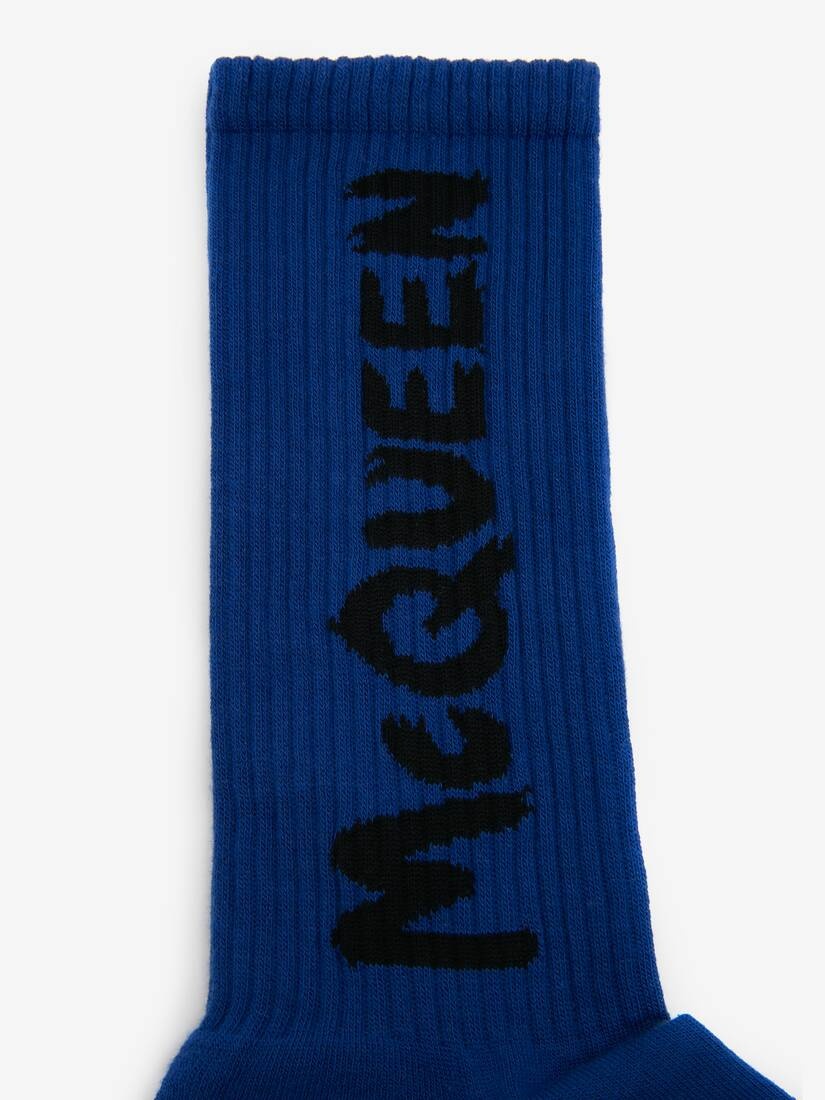 Men's McQueen Graffiti Socks in Electric Blue - 2