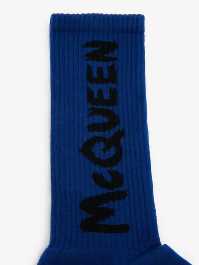 Alexander McQueen Men's McQueen Graffiti Socks in Electric Blue outlook
