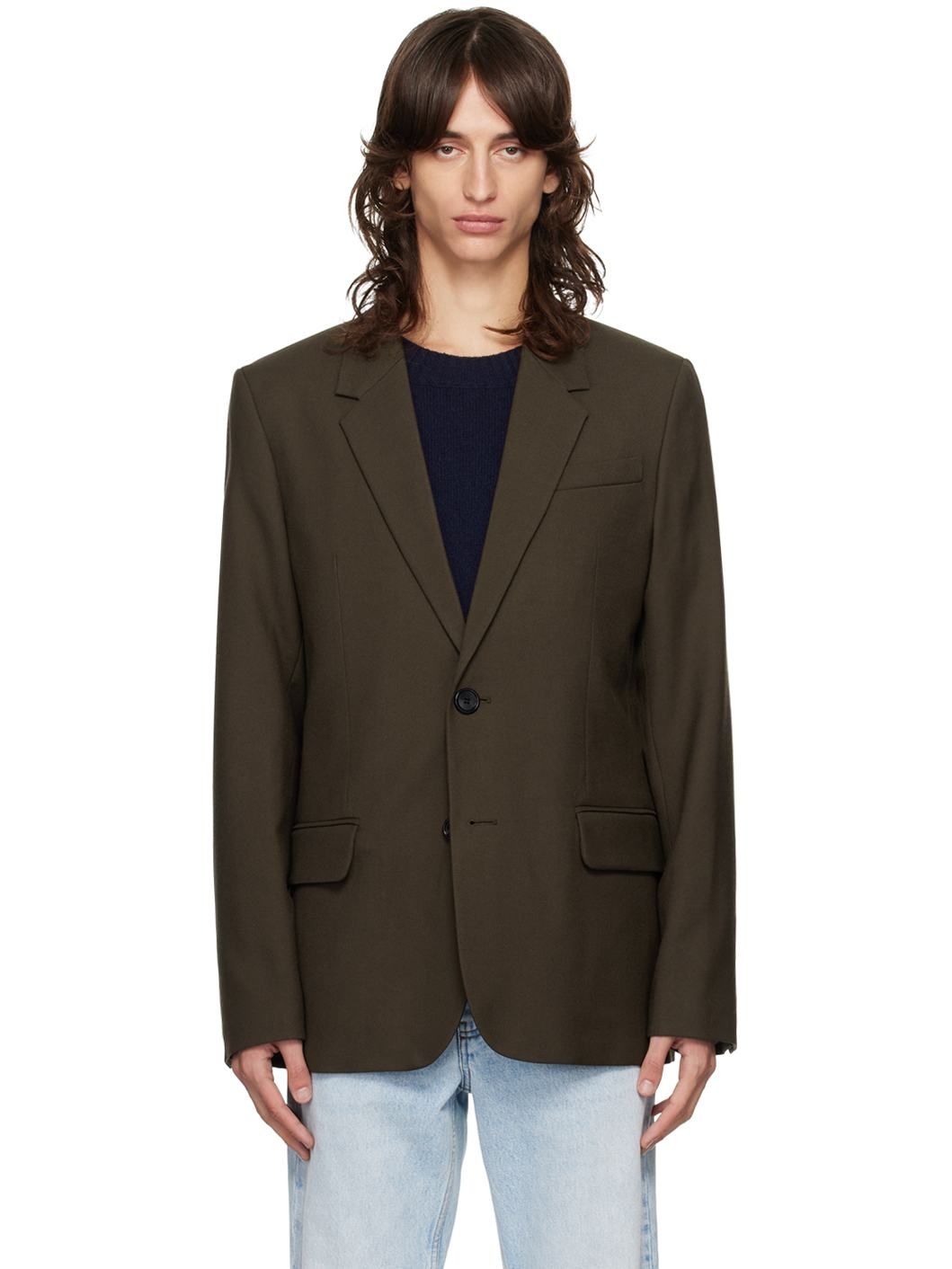 Brown Two Button Blazer - 1